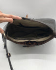 Brahmin Brown Croc-Embossed Leather Structured Shoulder Bag
