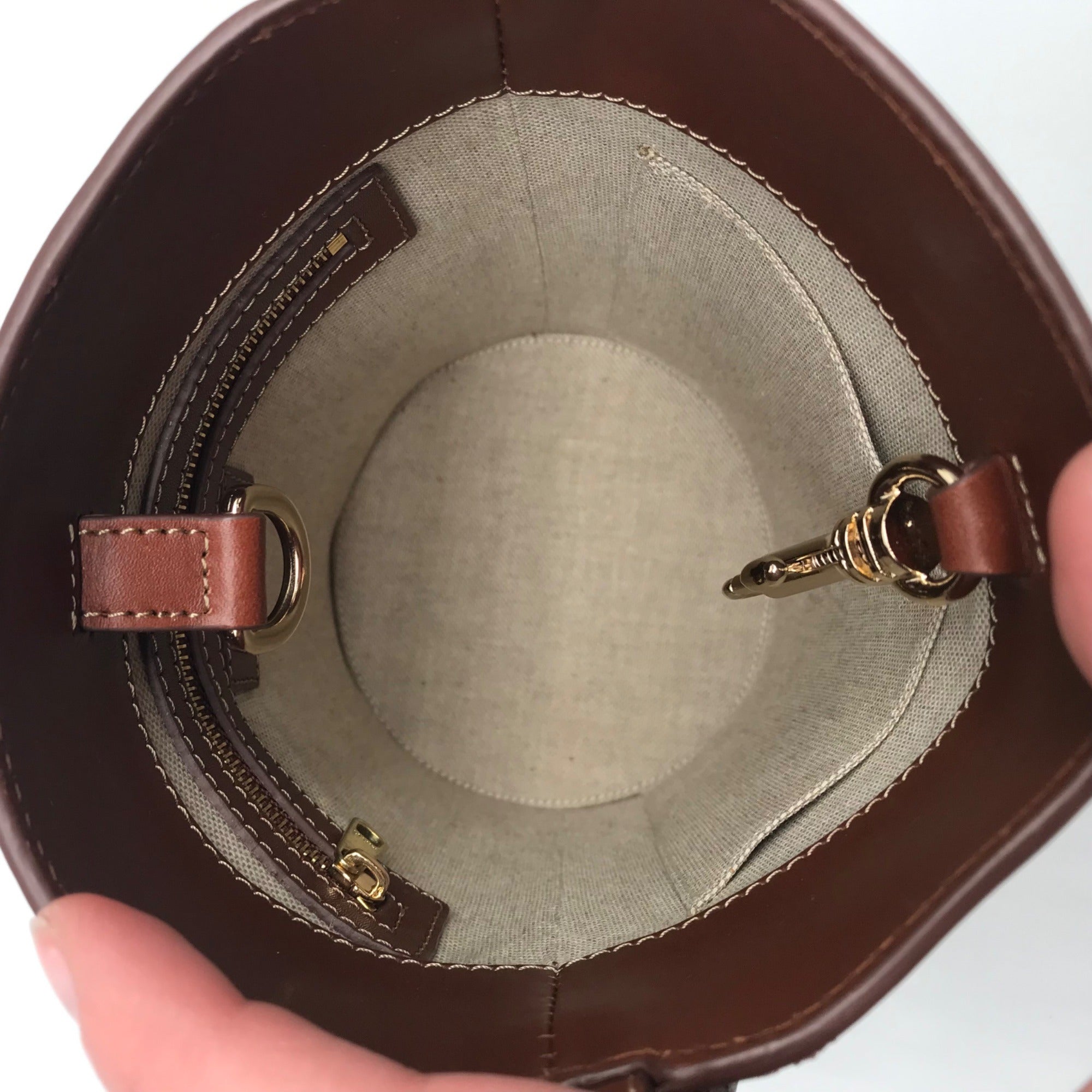 A.P.C Ambre Brown Leather Bucket Bag