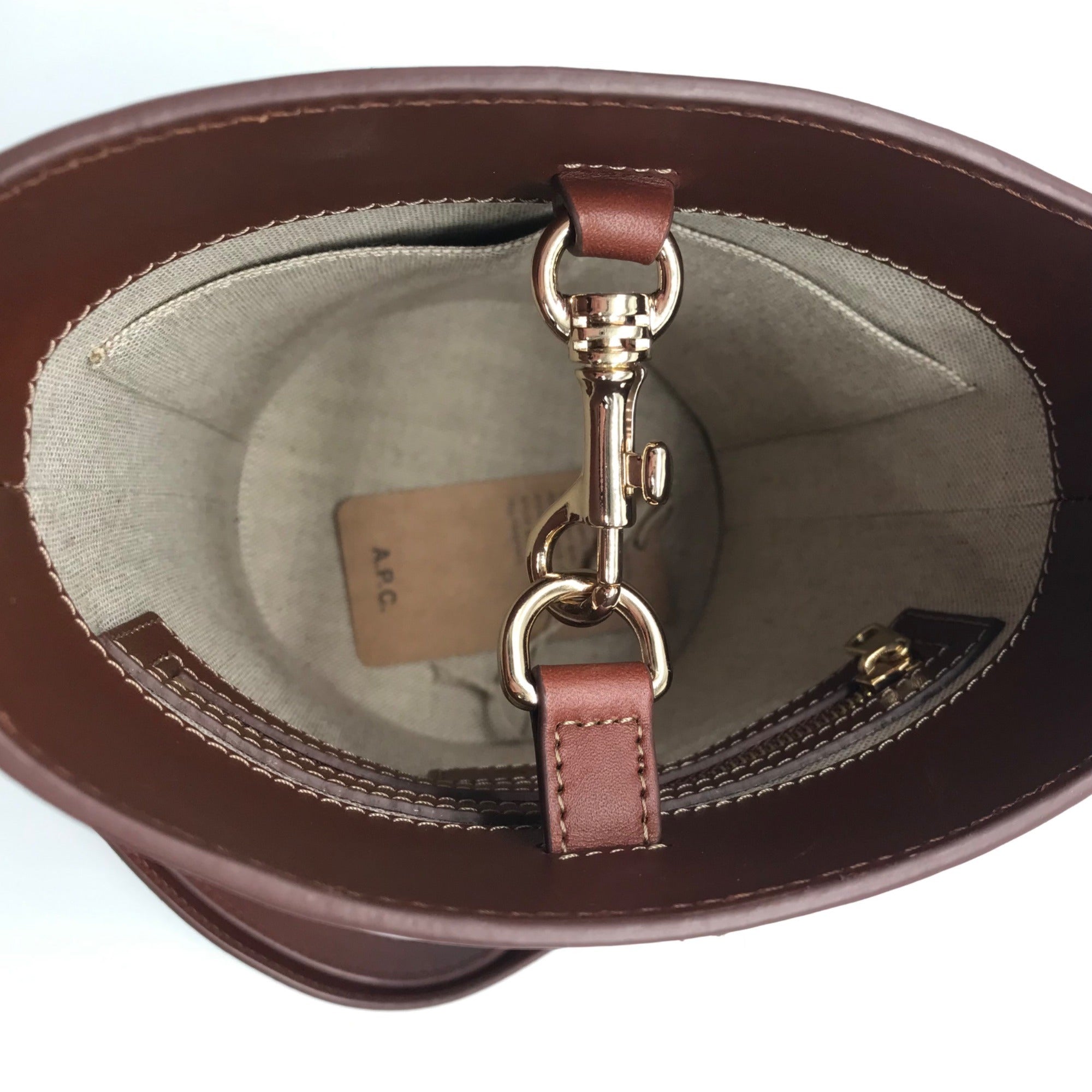 A.P.C Ambre Brown Leather Bucket Bag