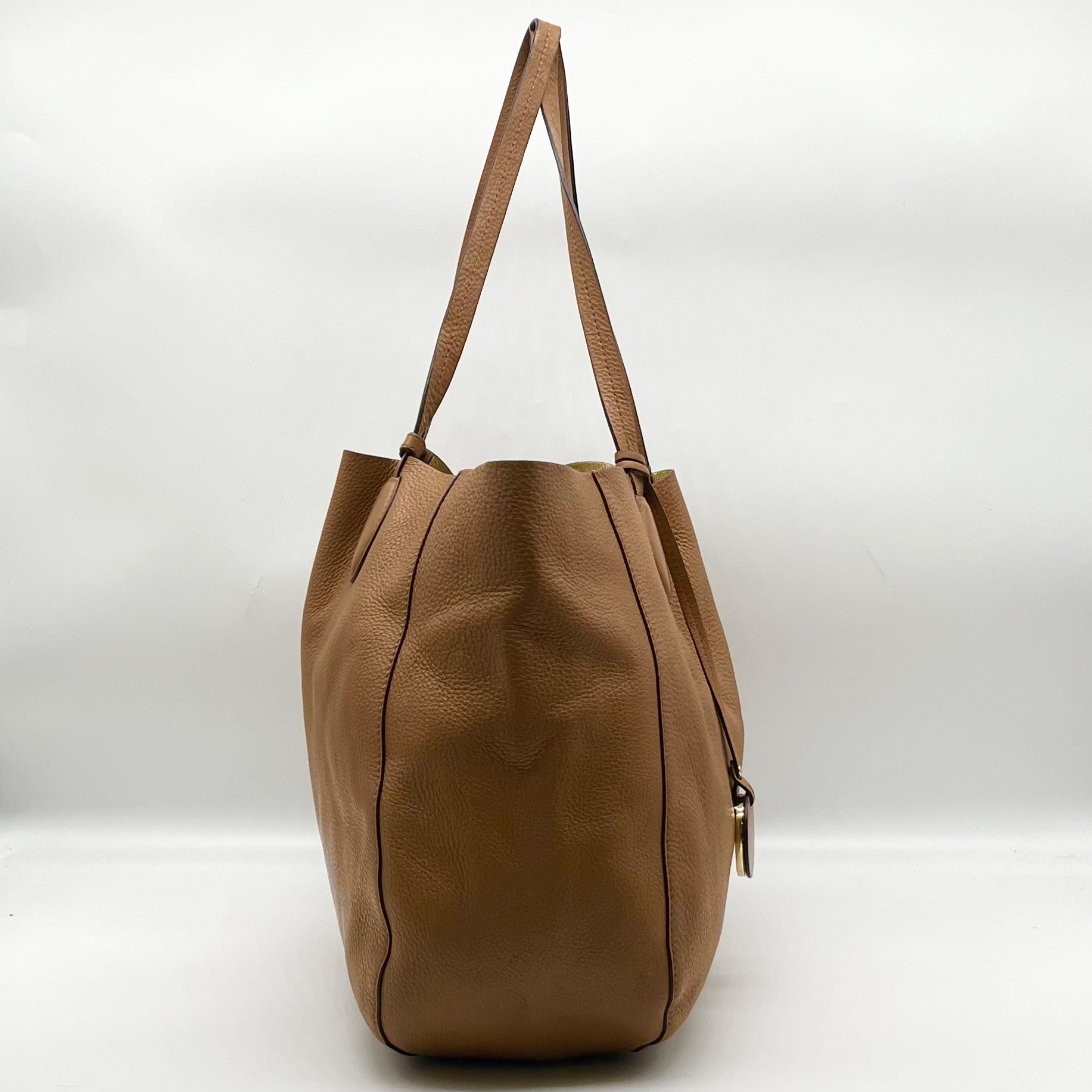 Michael Kors Camel Pebbled Leather Mae Reversible Tote Bag