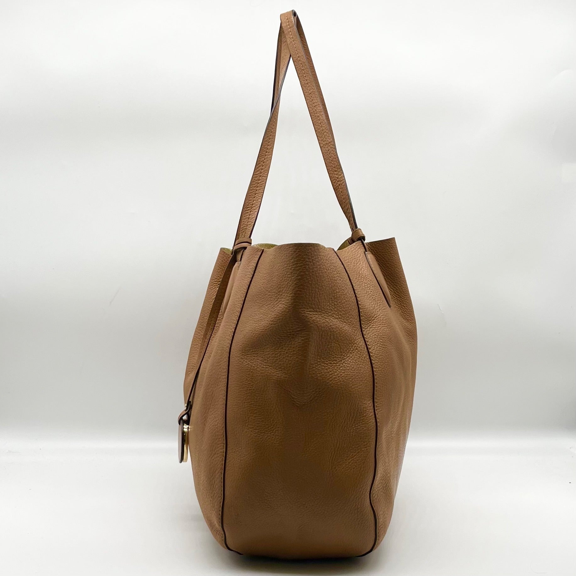 Michael Kors Camel Pebbled Leather Mae Reversible Tote Bag