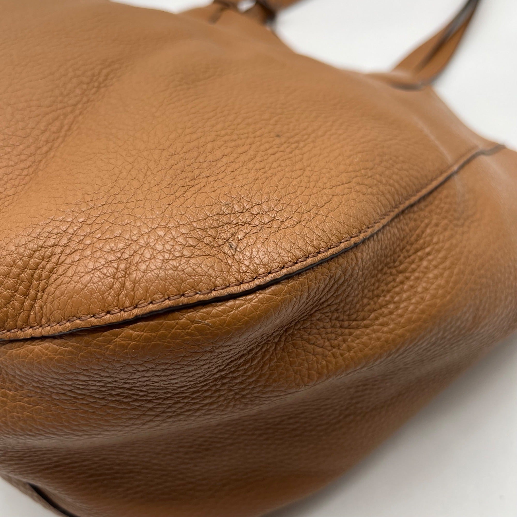 Michael Kors Camel Pebbled Leather Mae Reversible Tote Bag