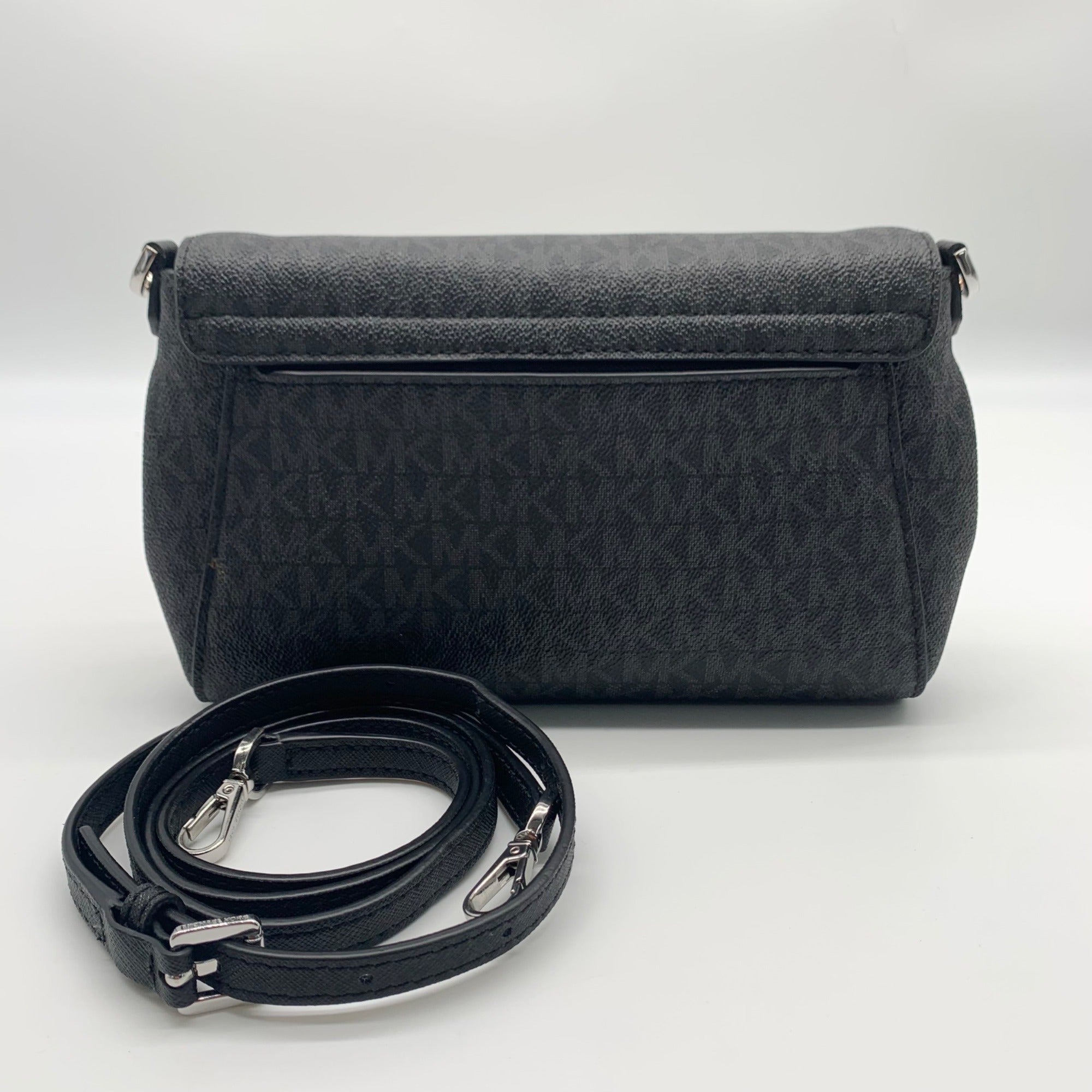 Michael Kors Medium Black Signature Coated Canvas Crossbody Bag