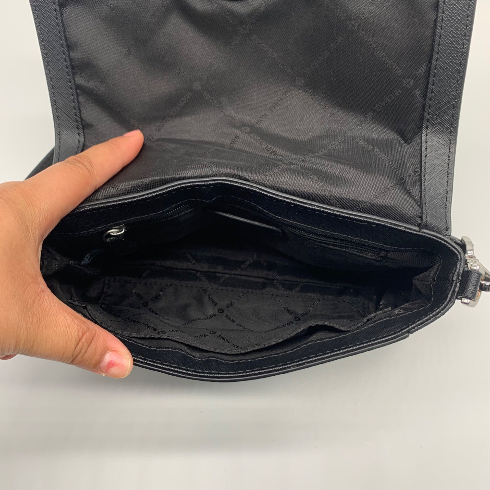 Michael Kors Medium Black Signature Coated Canvas Crossbody Bag