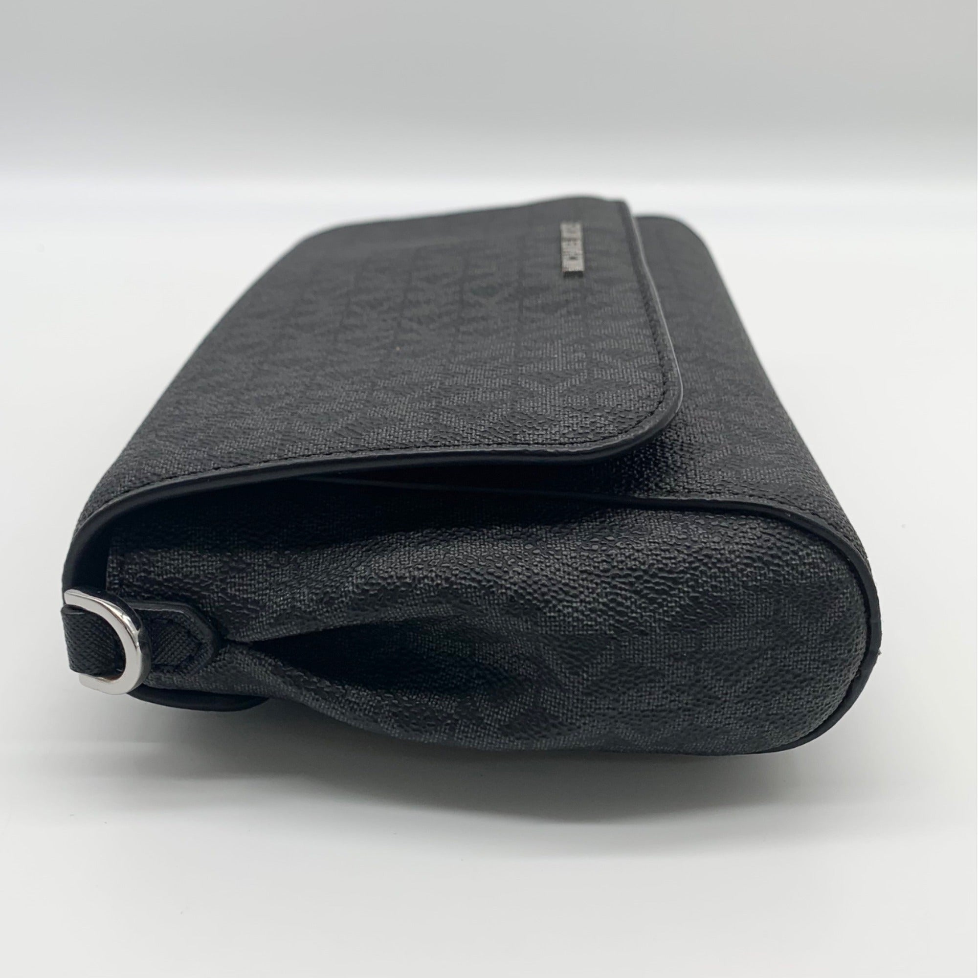 Michael Kors Medium Black Signature Coated Canvas Crossbody Bag