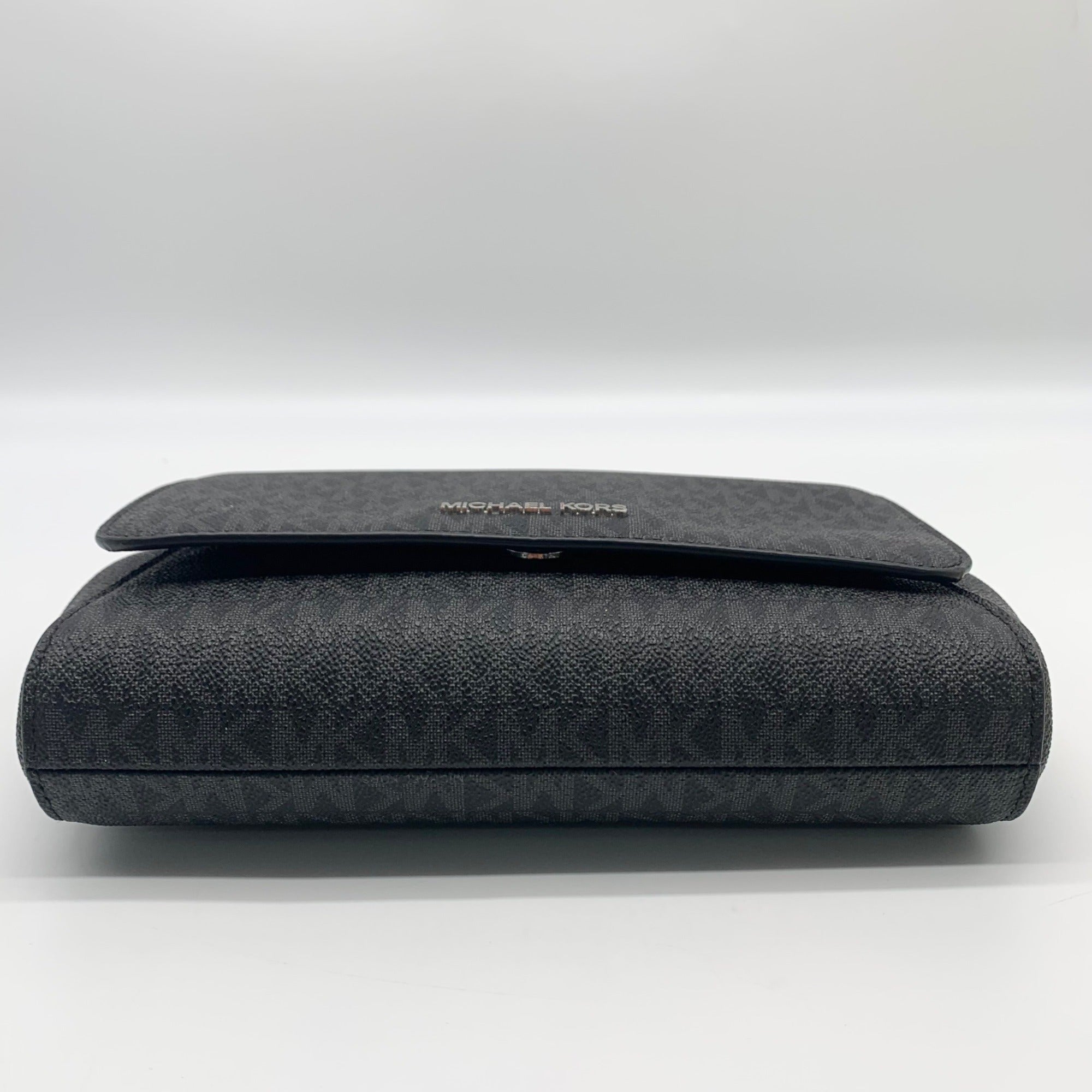 Michael Kors Medium Black Signature Coated Canvas Crossbody Bag
