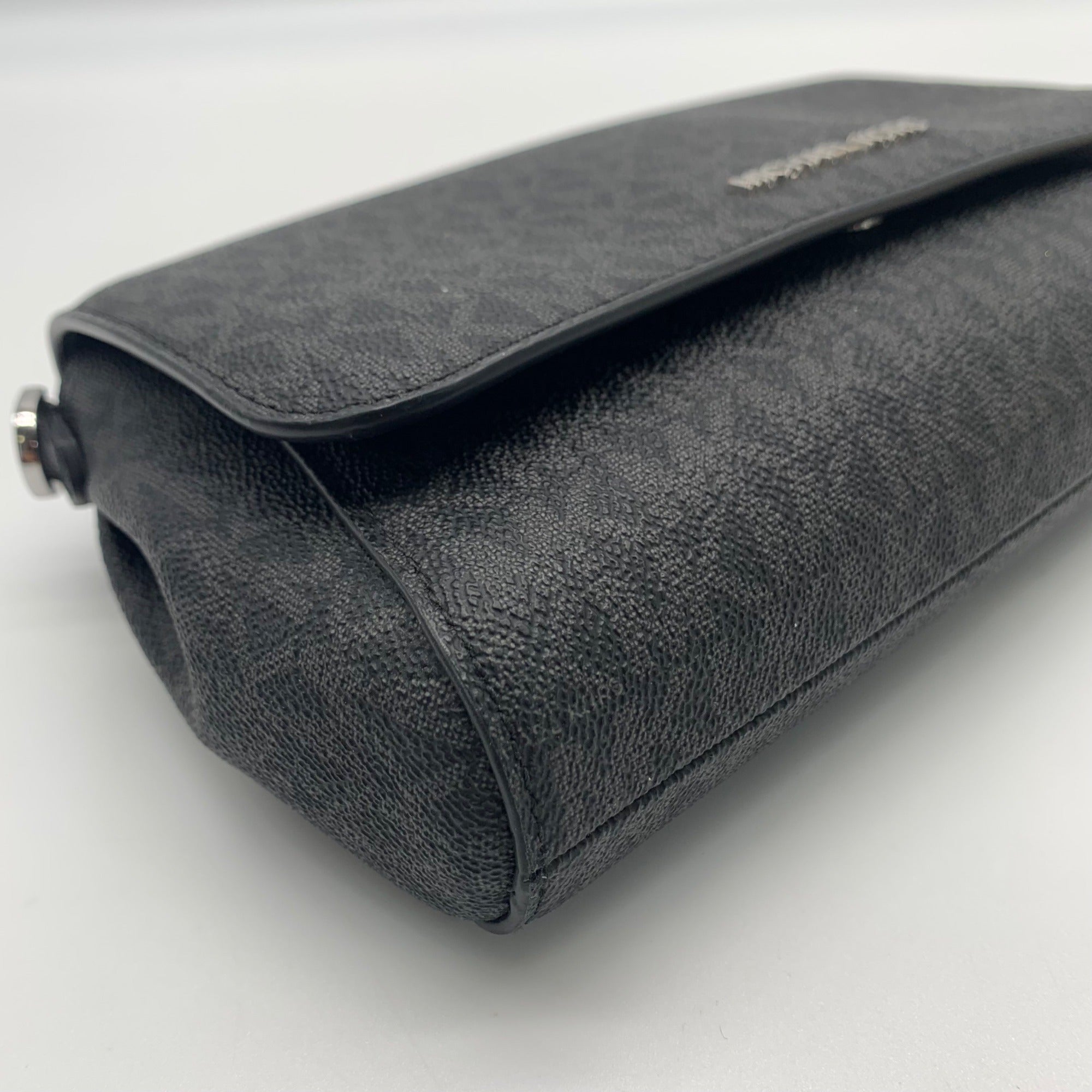 Michael Kors Medium Black Signature Coated Canvas Crossbody Bag
