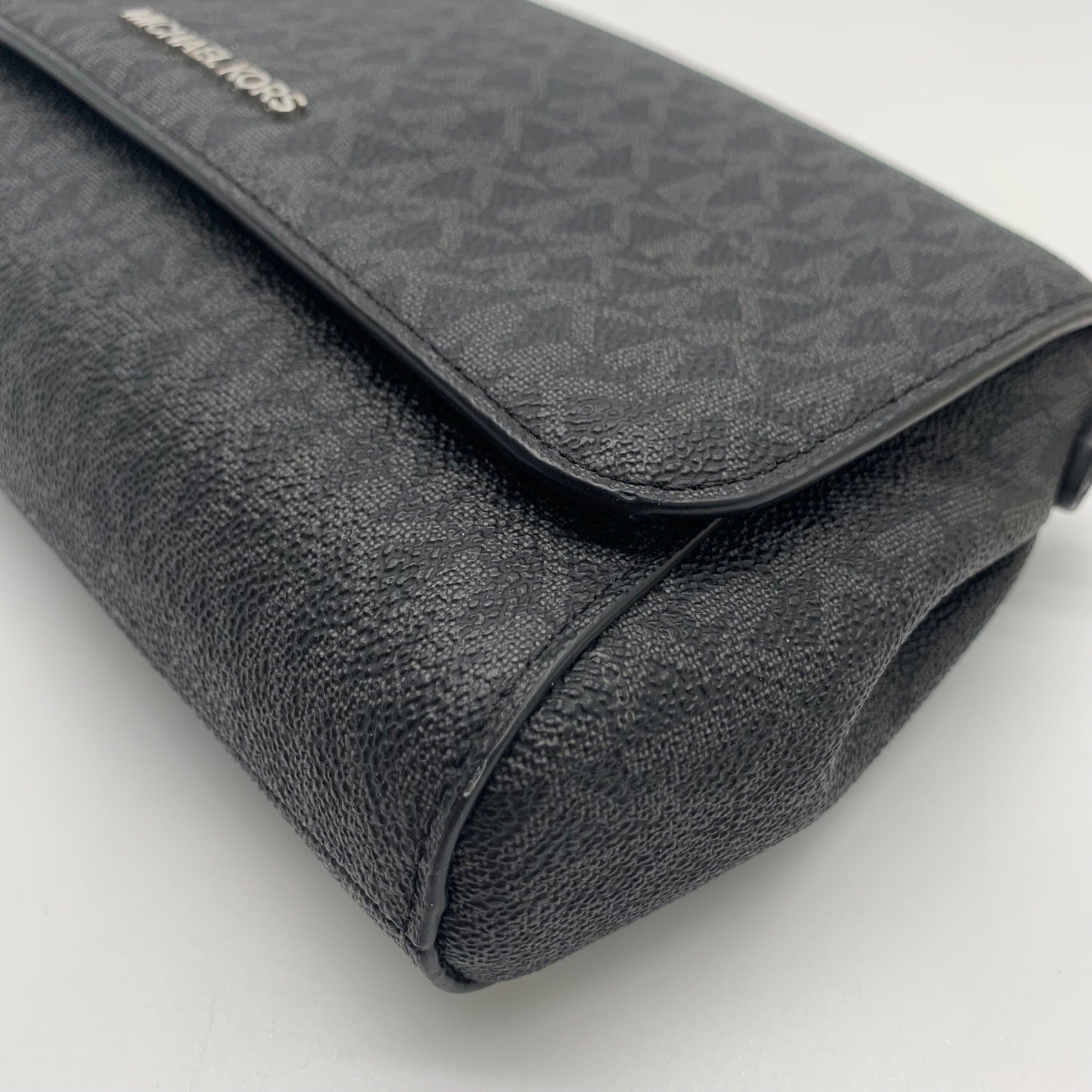 Michael Kors Medium Black Signature Coated Canvas Crossbody Bag