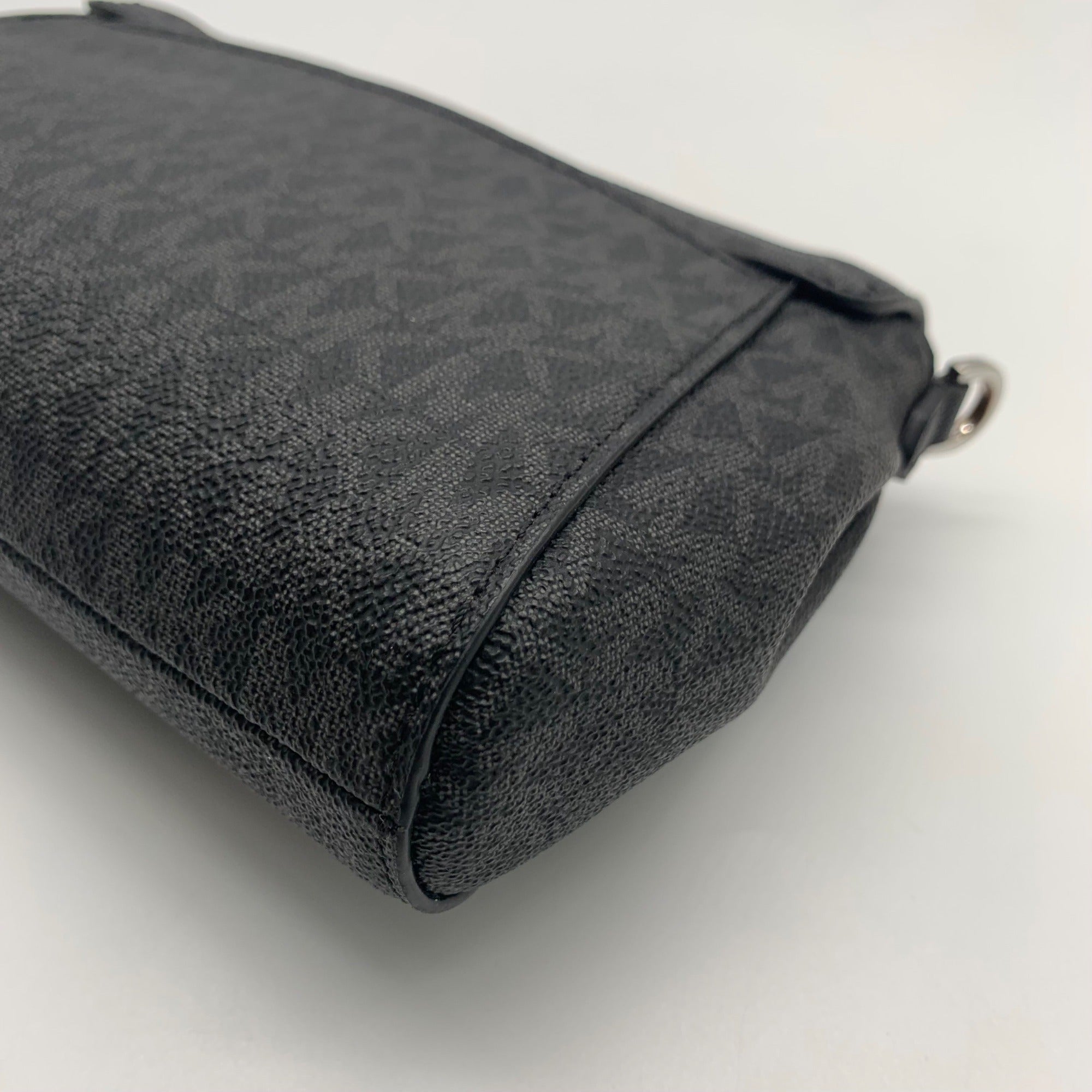 Michael Kors Medium Black Signature Coated Canvas Crossbody Bag