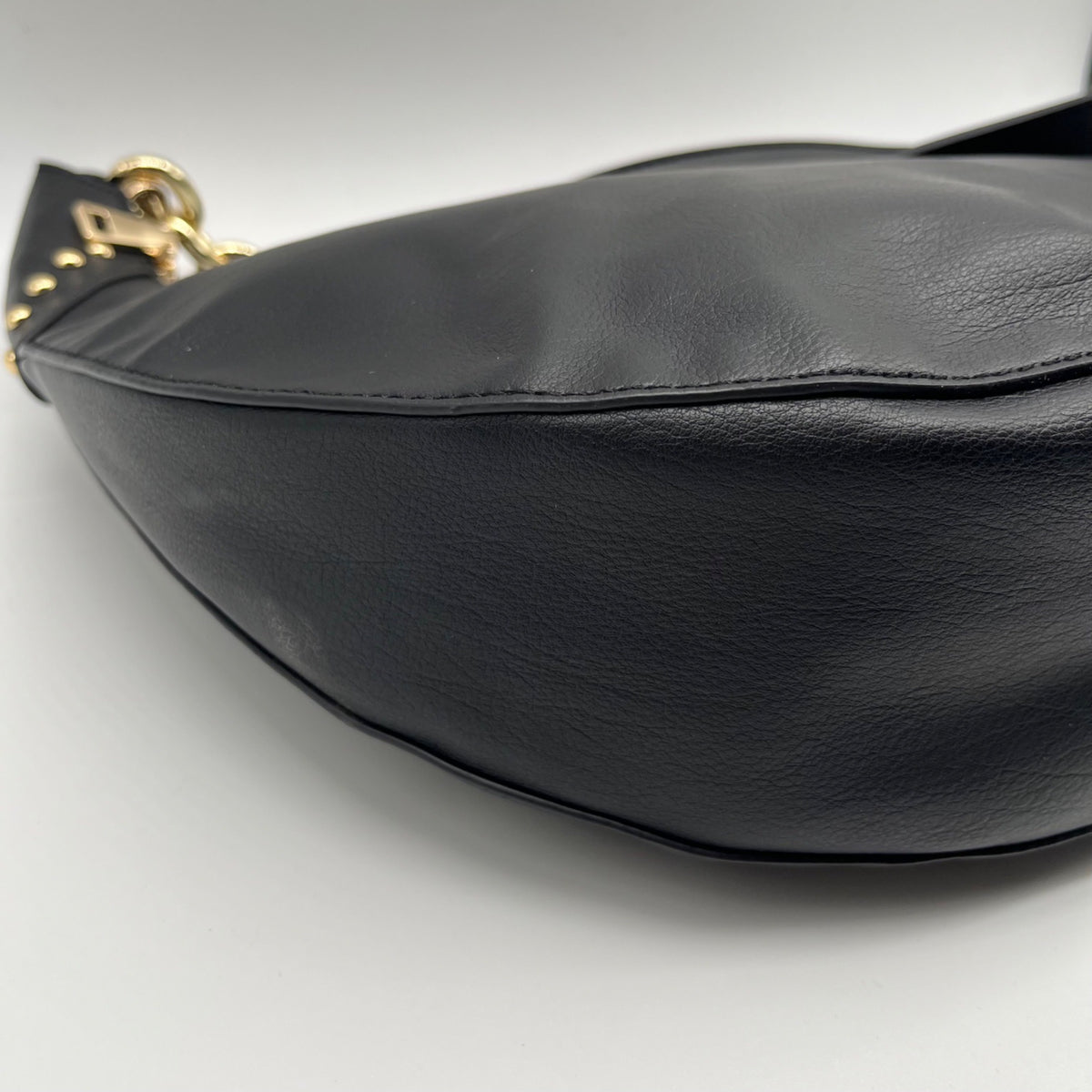 I.N.C. International Concepts Black Faux Leather Giannaa Medium Stud Hobo Bag