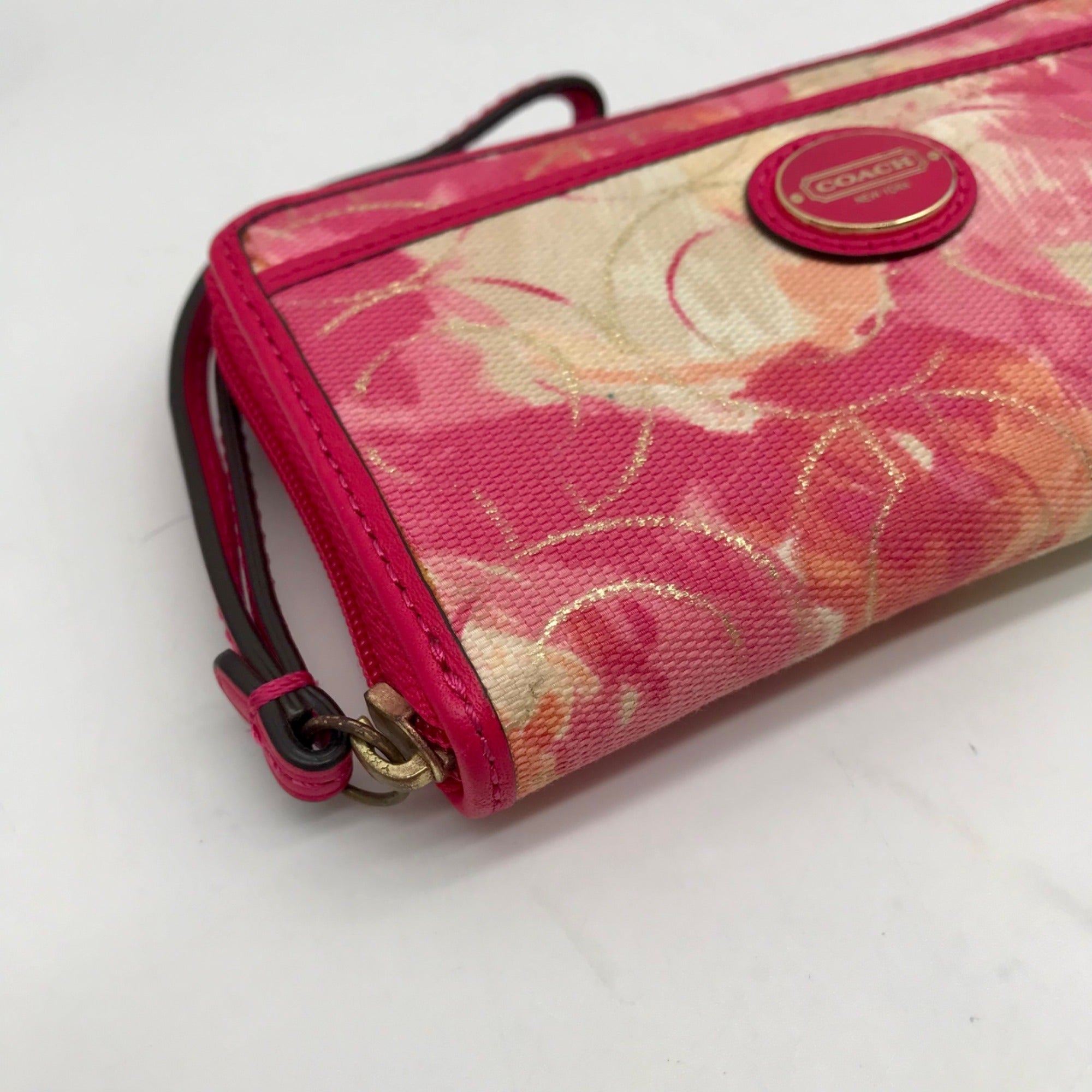Coach Multi-Color Canvas  Zip Around Wristlet