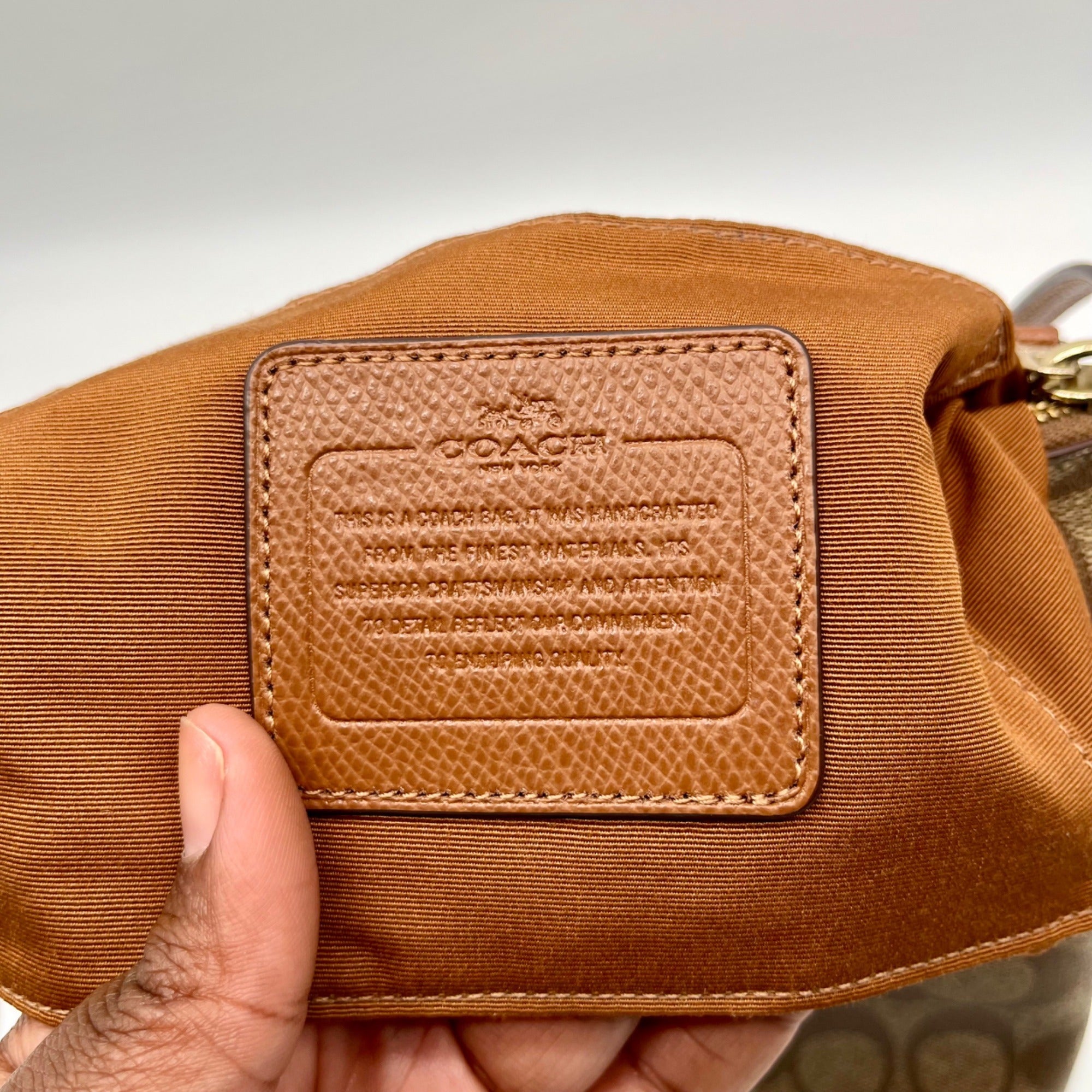 Coach Brown Signature North/South Crossbody Bag