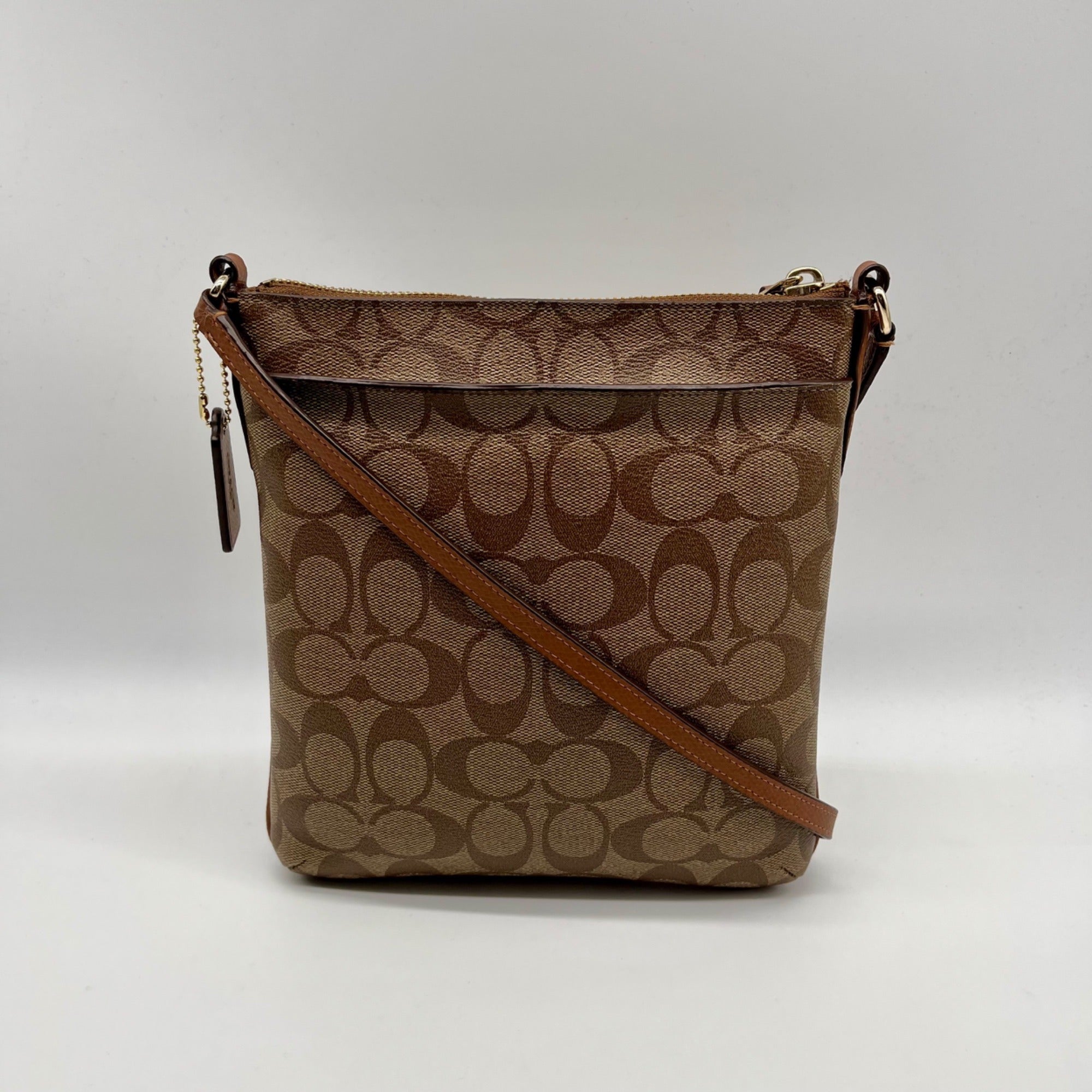 Coach Brown Signature North/South Crossbody Bag