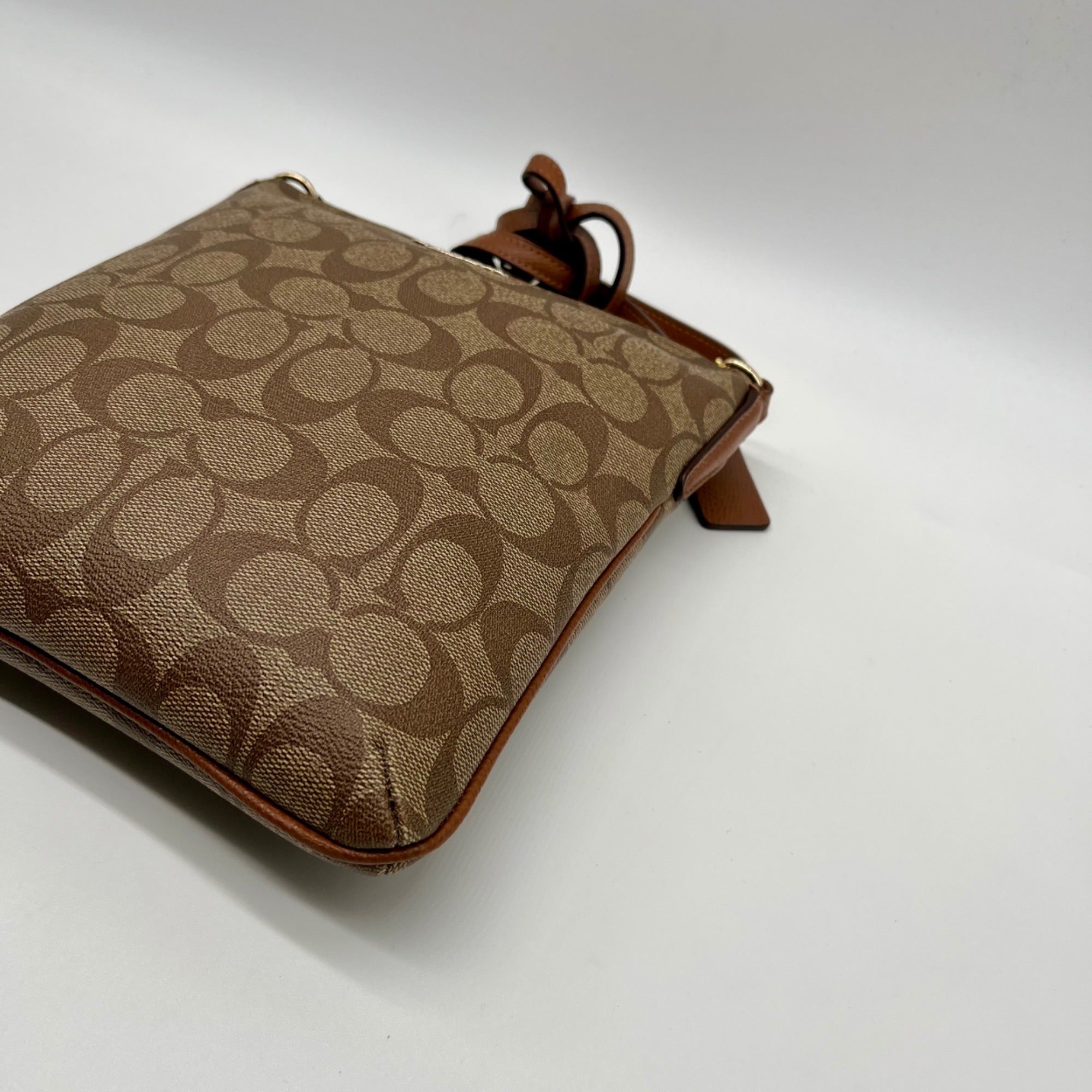 Coach Brown Signature North/South Crossbody Bag