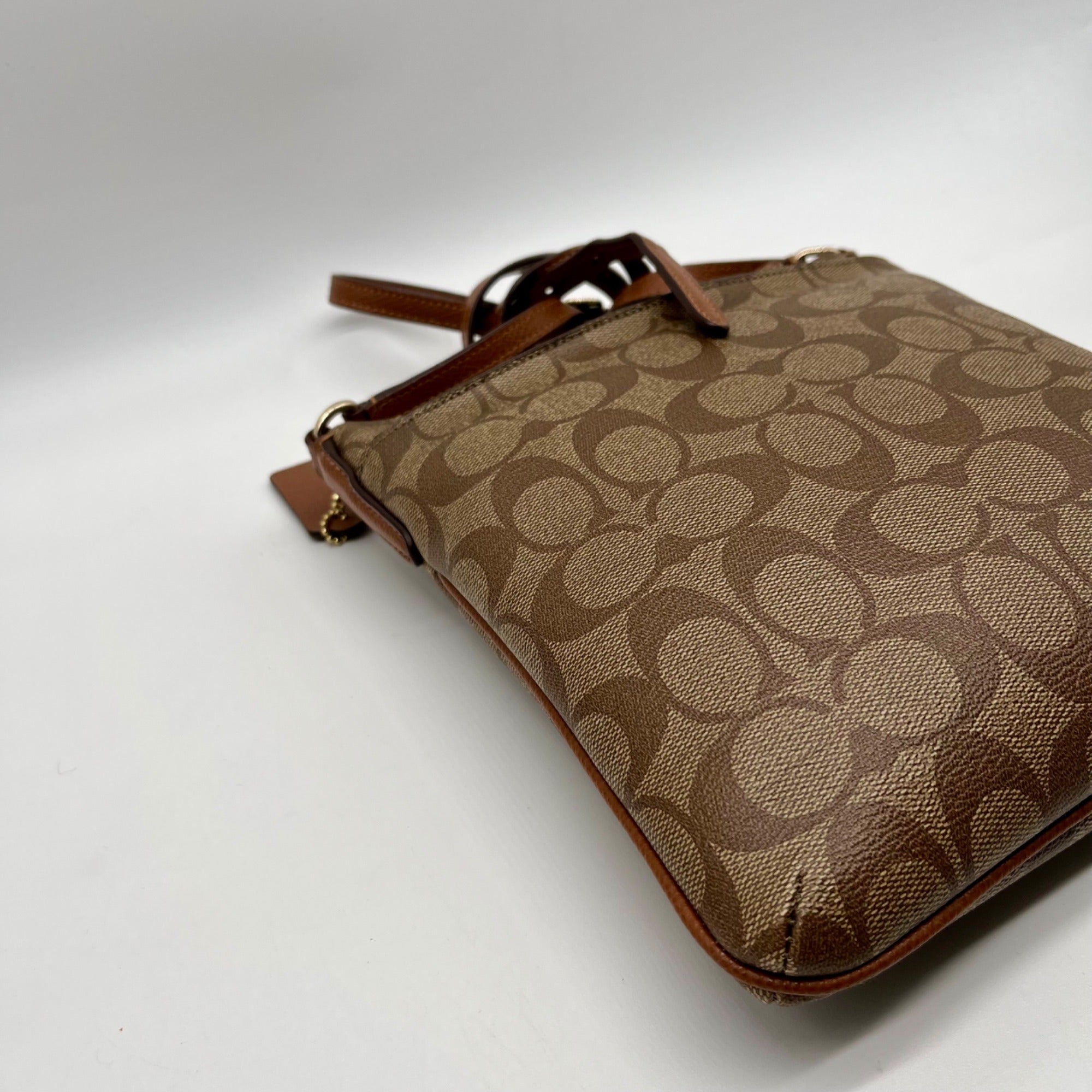 Coach Brown Signature North/South Crossbody Bag