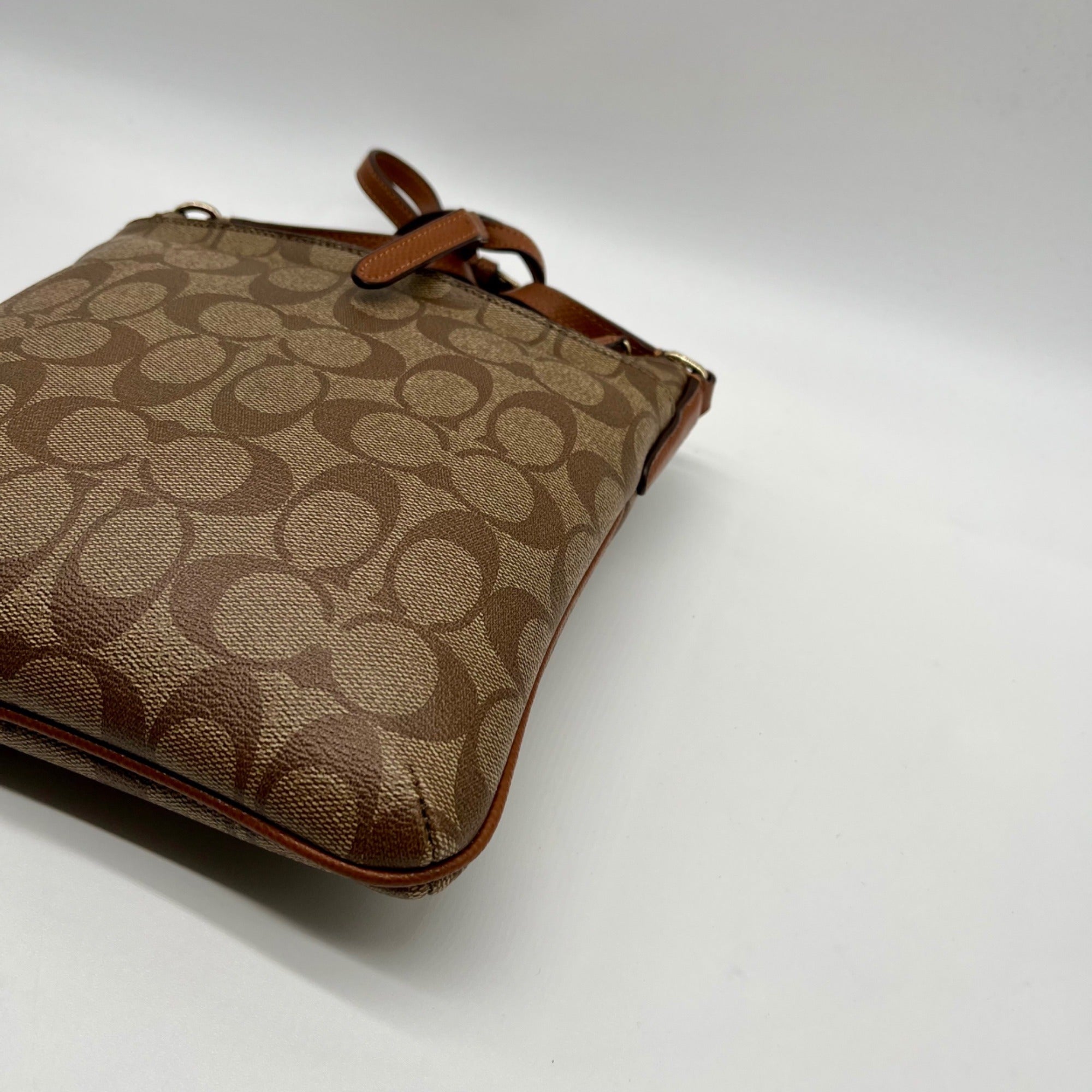 Coach Brown Signature North/South Crossbody Bag