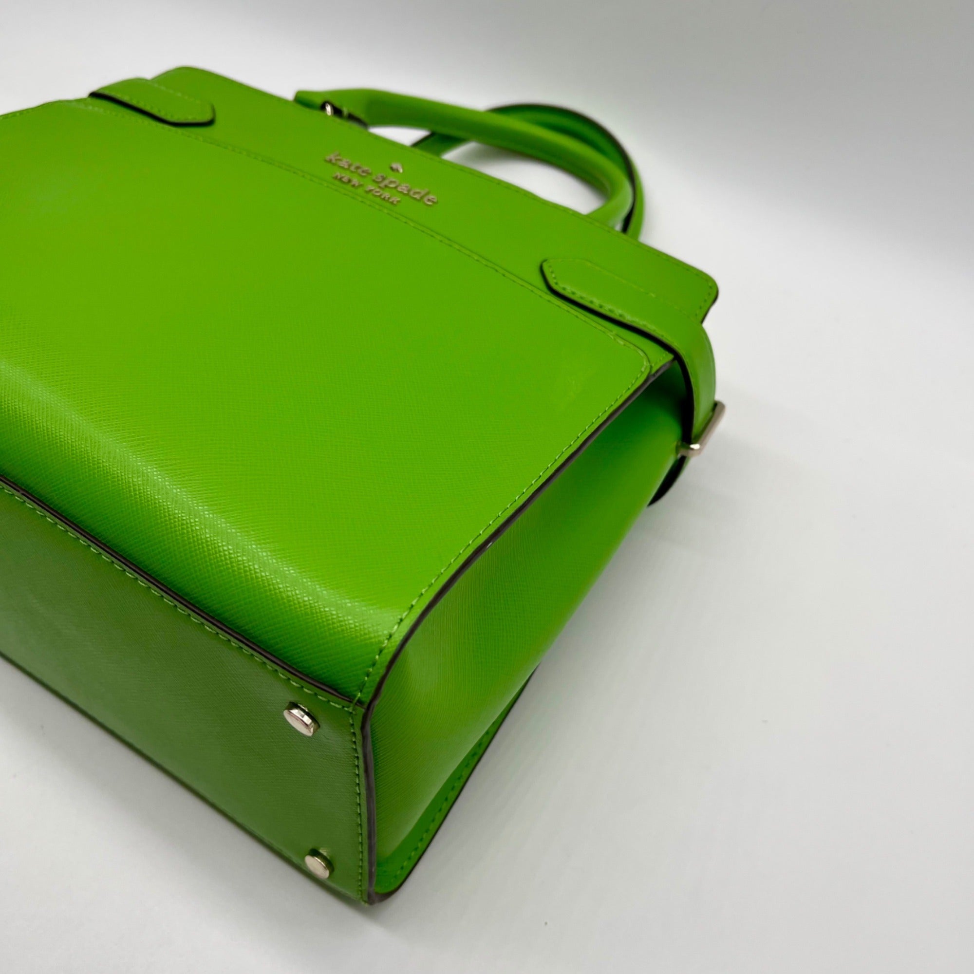 Kate Spade Bright Green Saffiano Leather Staci Satchel Bag