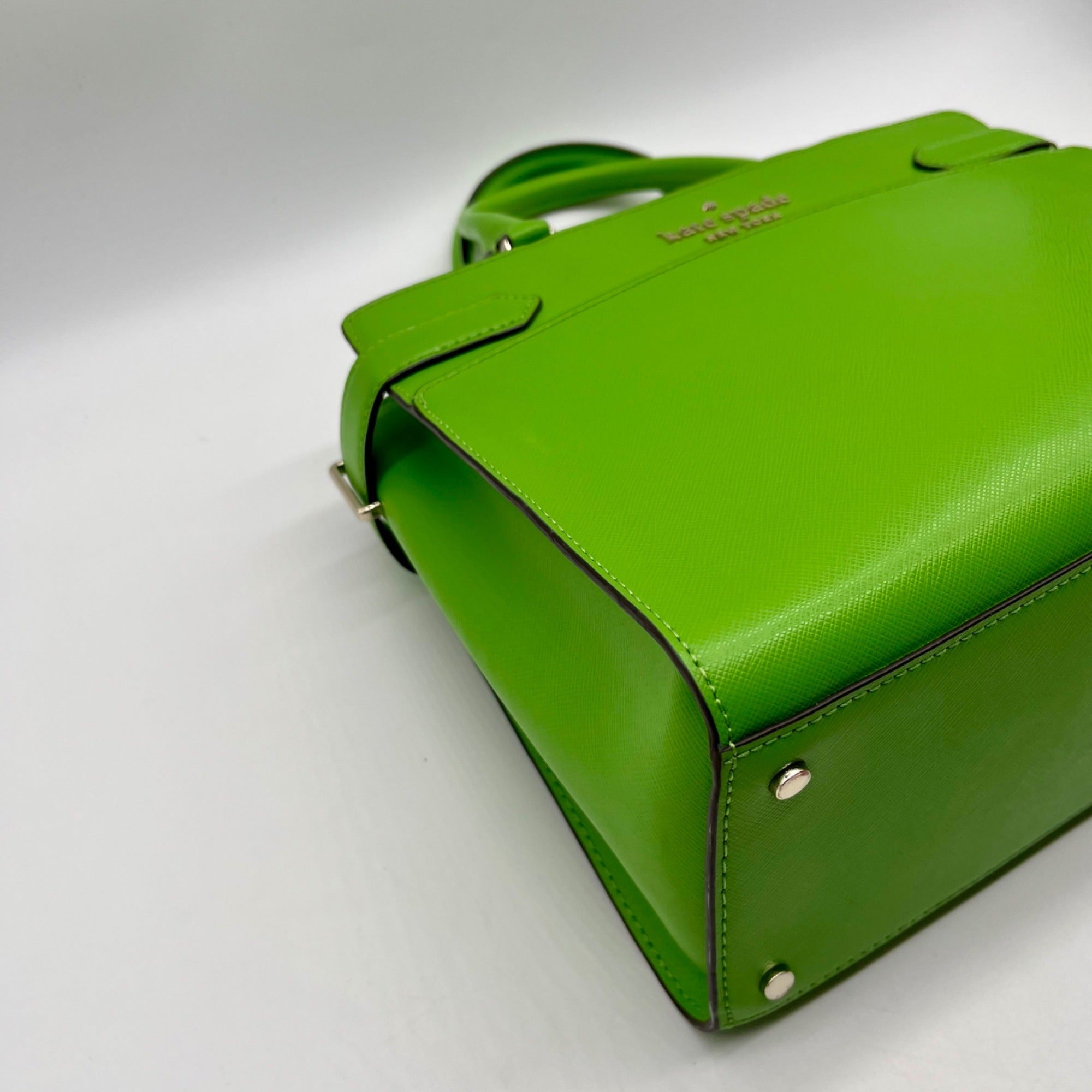 Kate Spade Bright Green Saffiano Leather Staci Satchel Bag