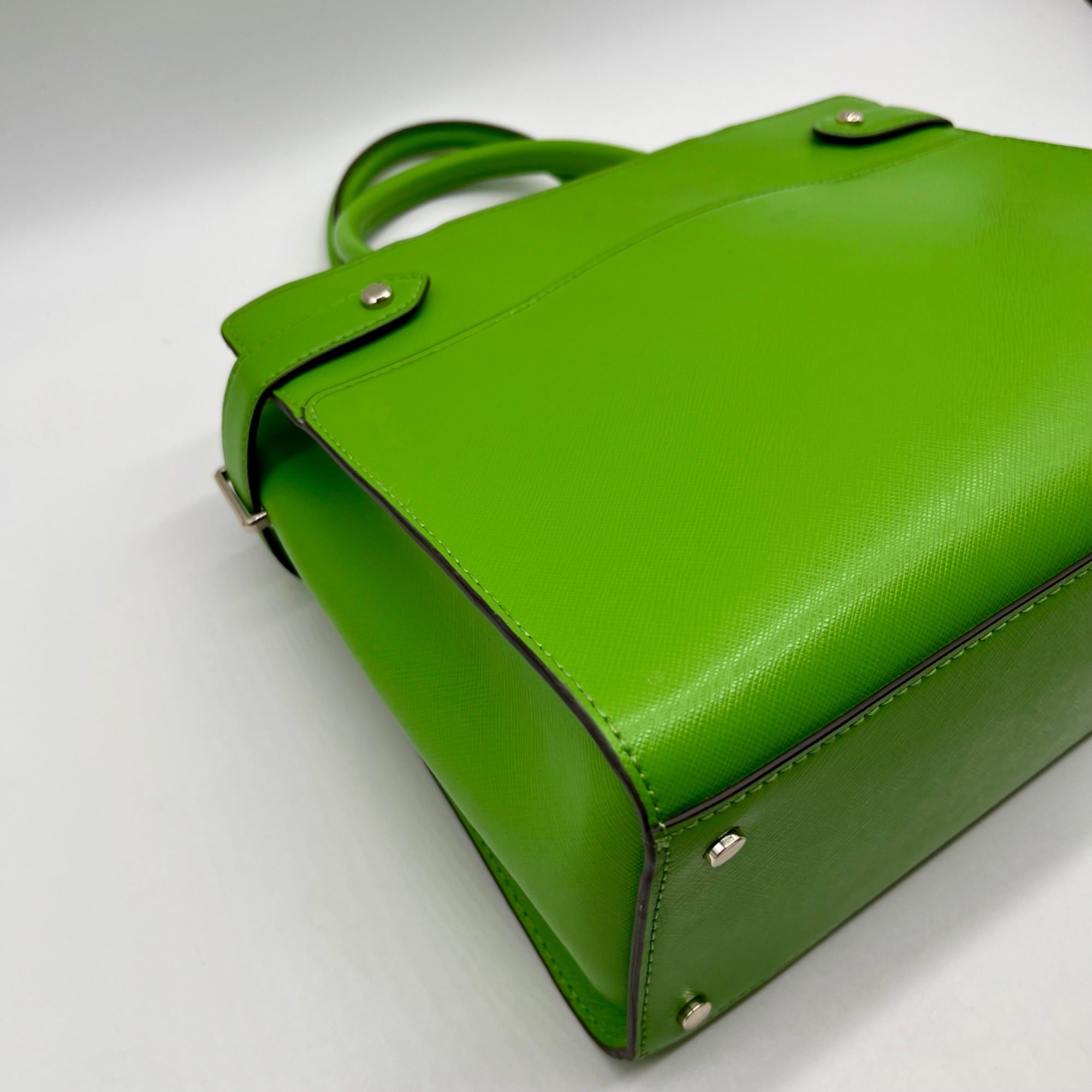 Kate Spade Bright Green Saffiano Leather Staci Satchel Bag