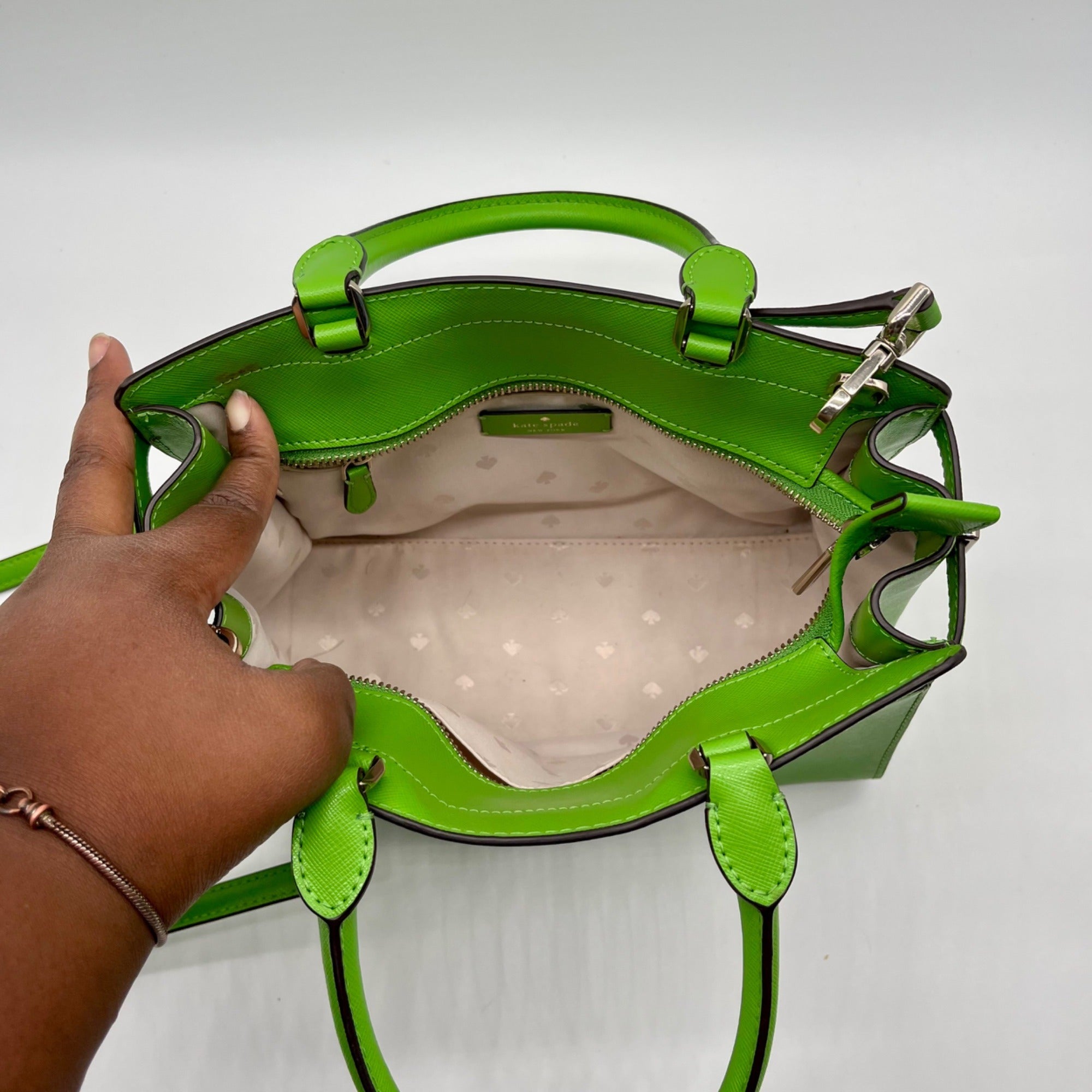 Kate Spade Bright Green Saffiano Leather Staci Satchel Bag
