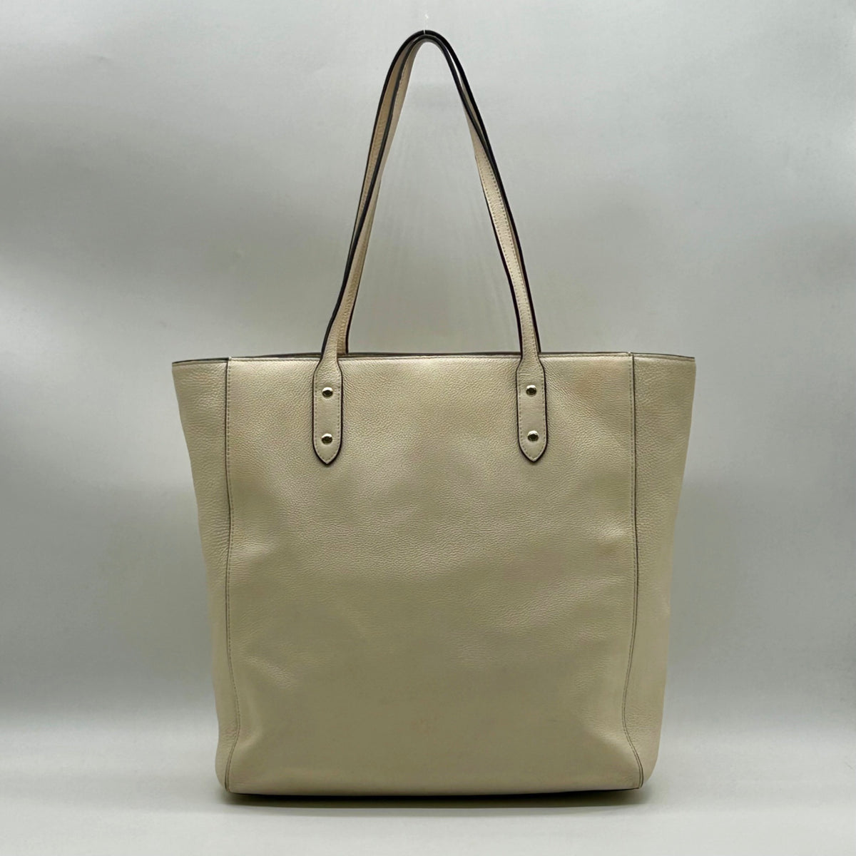 Coach Cream Pebbled Leather Turnlock Tote Bag-F12164