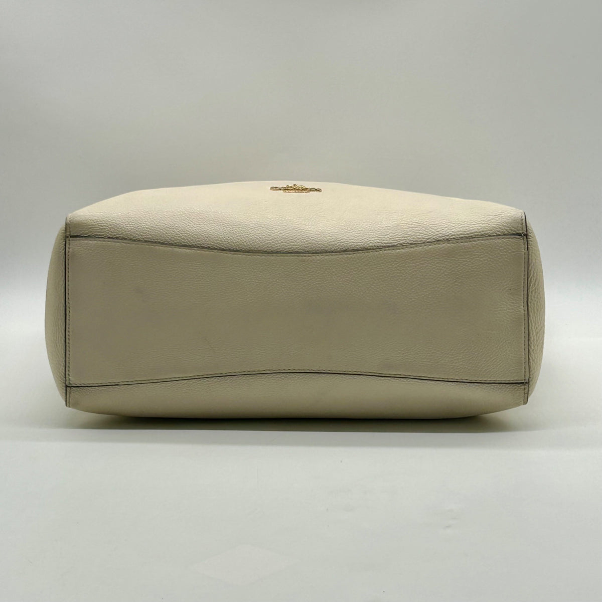 Coach Cream Pebbled Leather Turnlock Tote Bag-F12164
