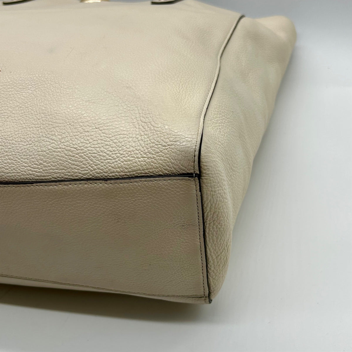 Coach Cream Pebbled Leather Turnlock Tote Bag-F12164