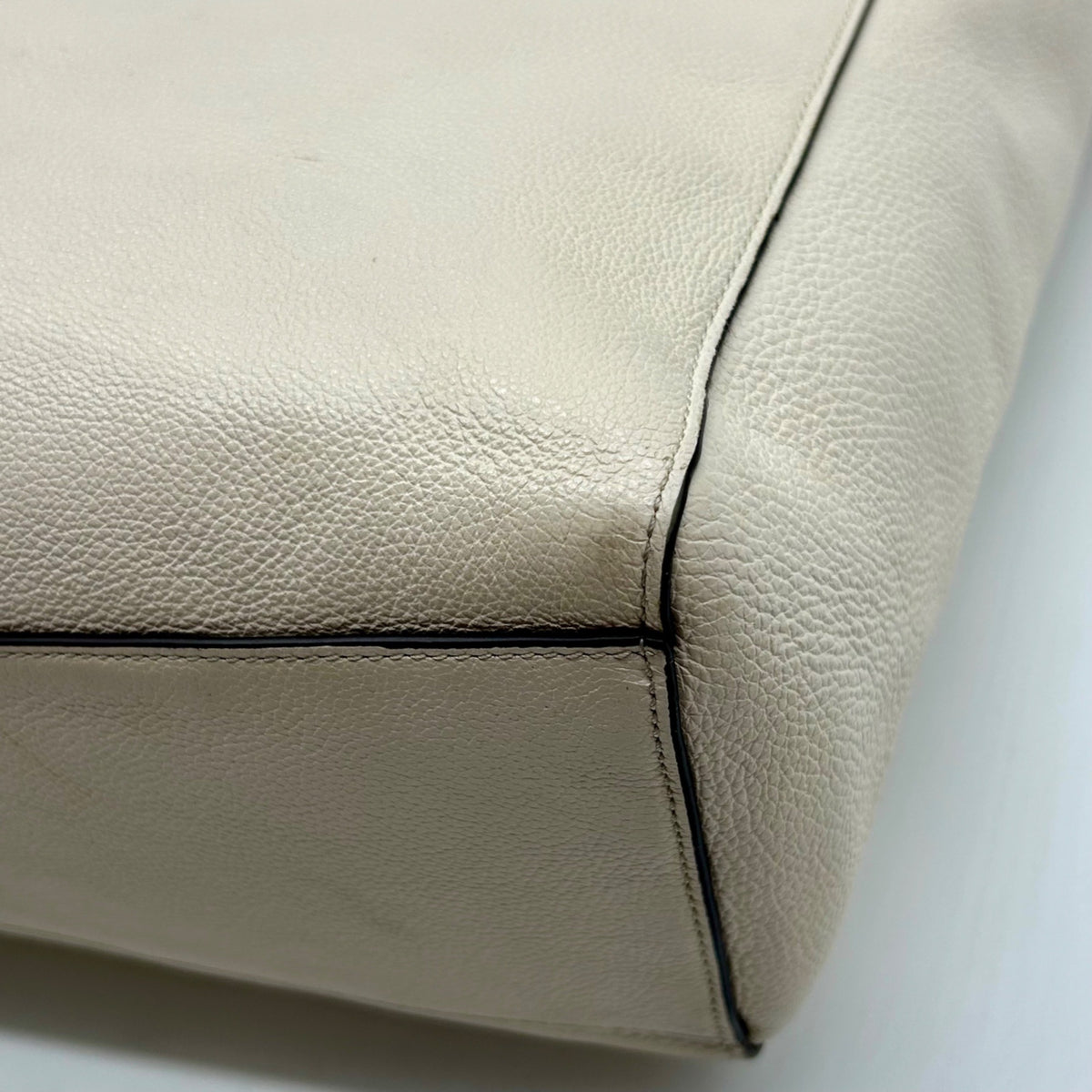 Coach Cream Pebbled Leather Turnlock Tote Bag-F12164