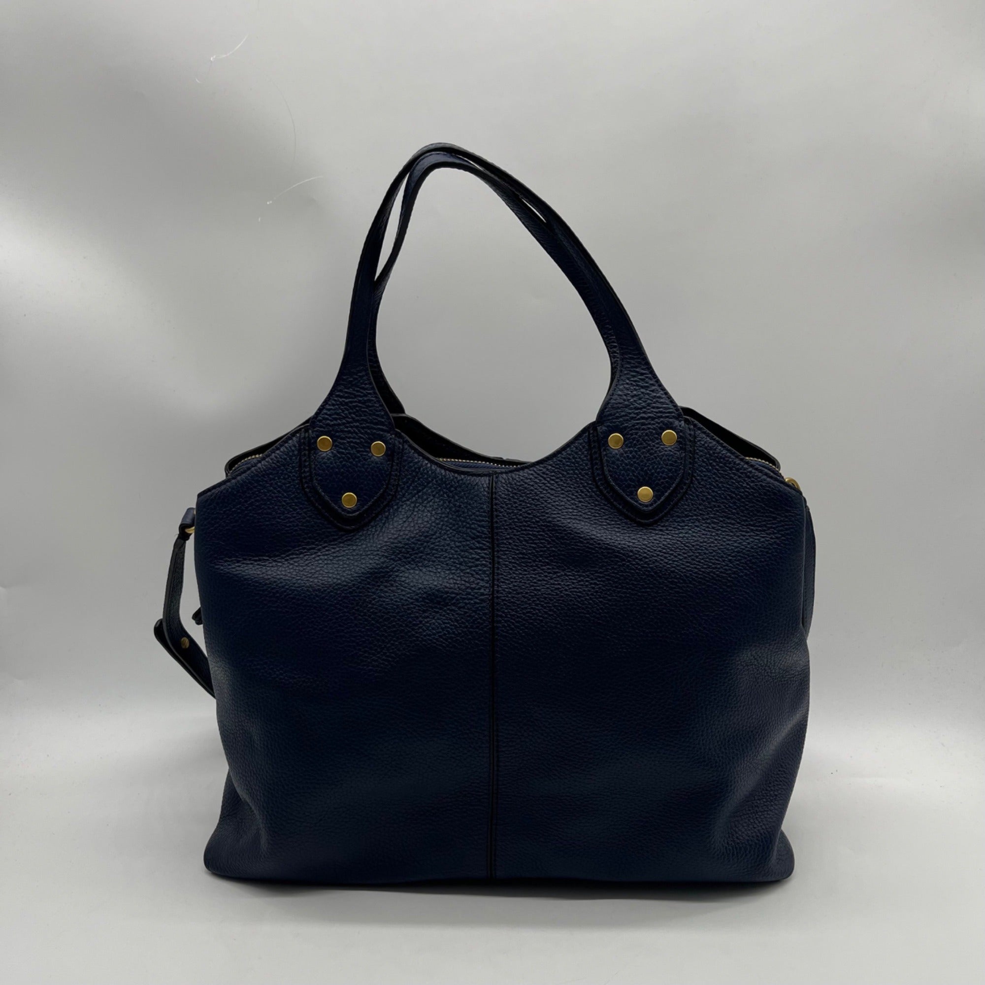 Banana Republic Navy Blue Pebbled Leather Tote Bag