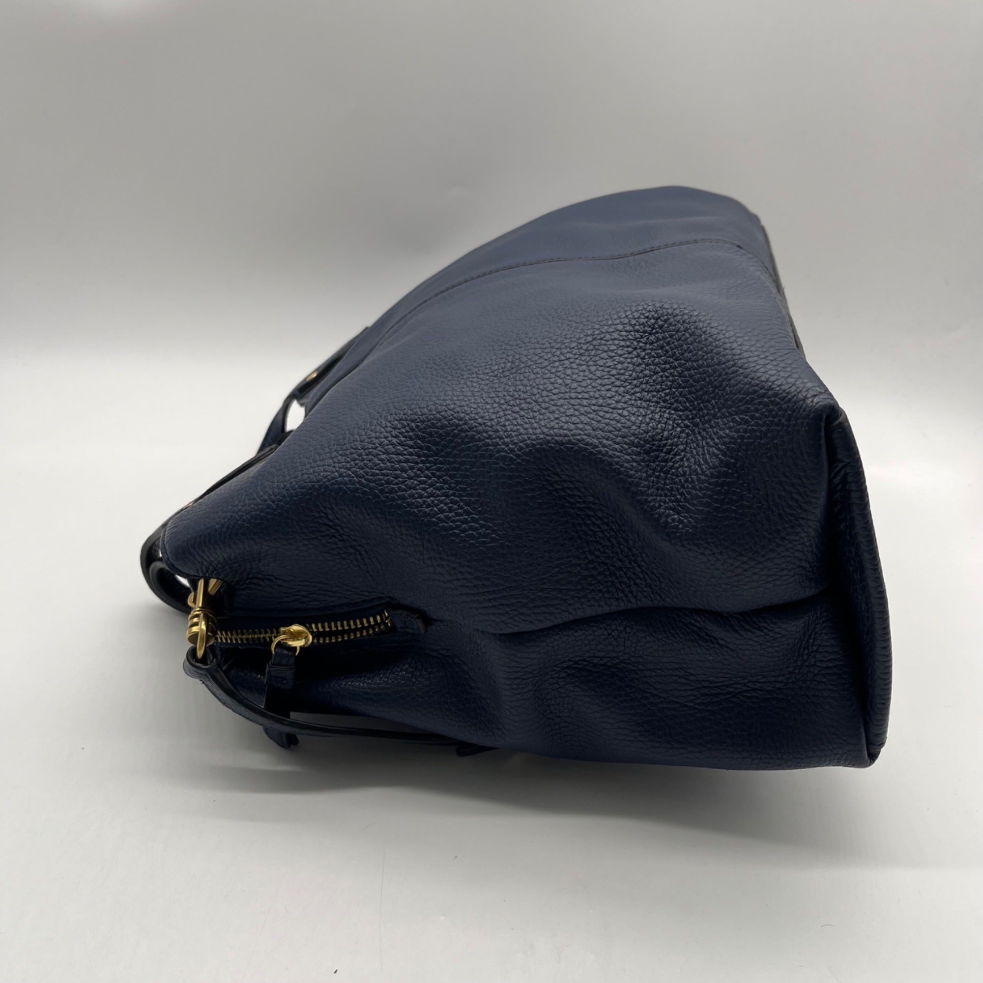 Banana Republic Navy Blue Pebbled Leather Tote Bag