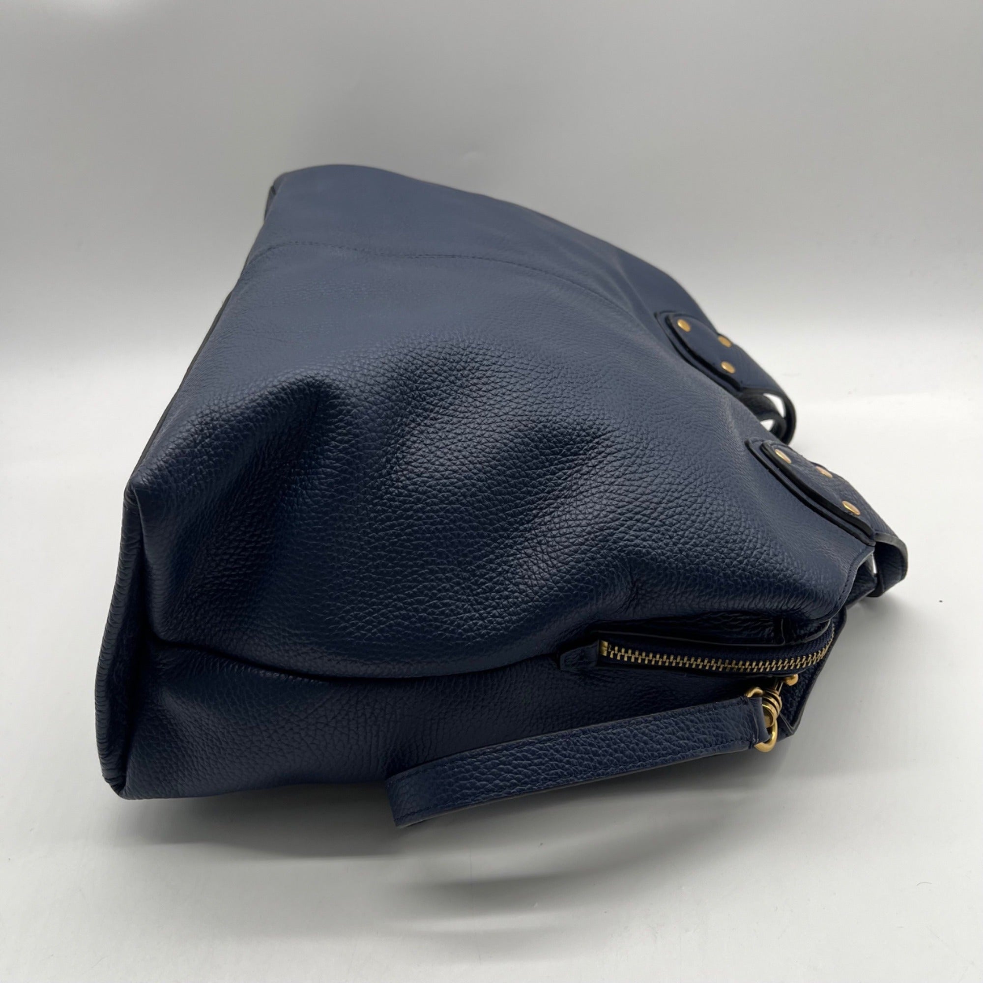 Banana Republic Navy Blue Pebbled Leather Tote Bag