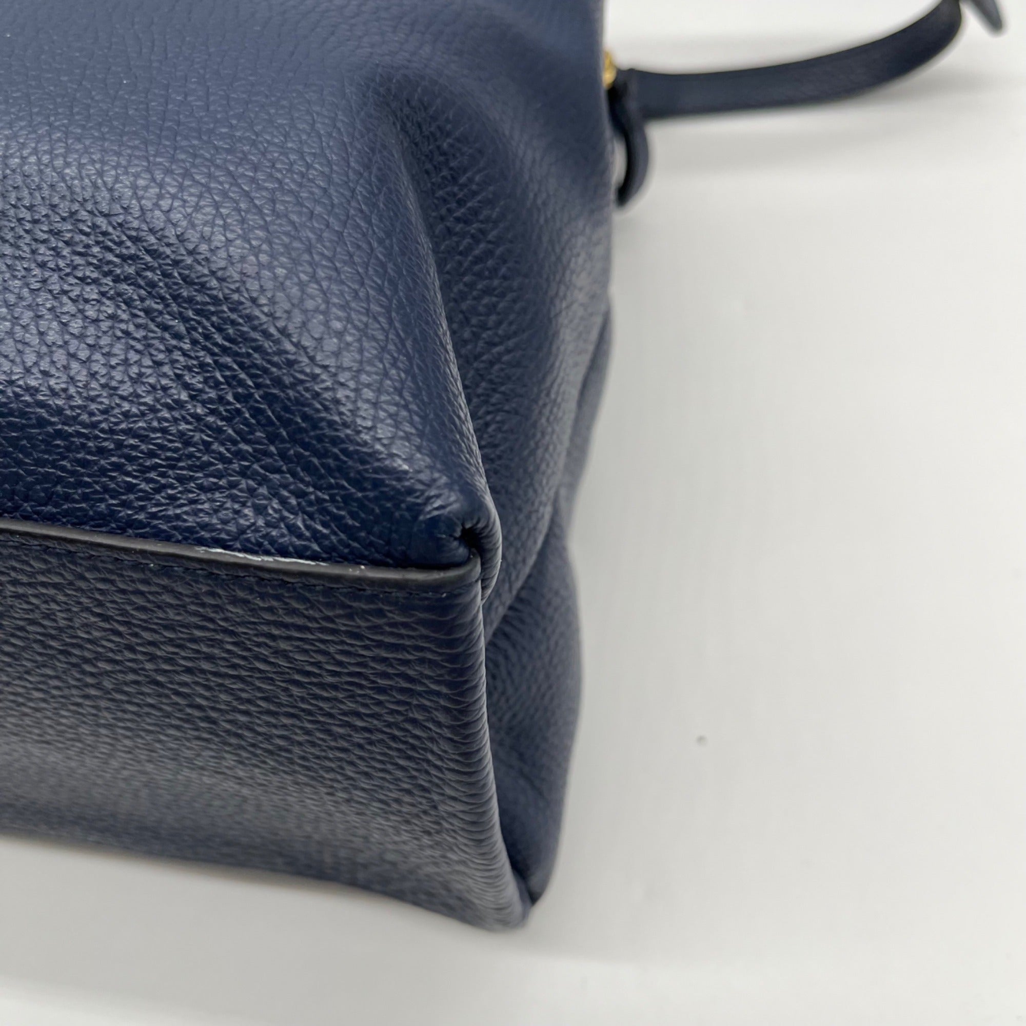 Banana Republic Navy Blue Pebbled Leather Tote Bag
