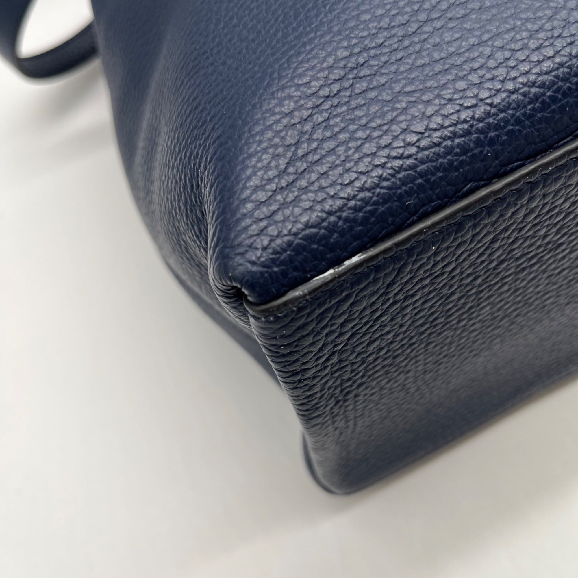 Banana Republic Navy Blue Pebbled Leather Tote Bag