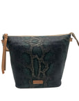 Concuela Dark Blue Snake Embossed Rattler Downtown Shoulder Bag