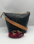 Concuela Dark Blue Snake Embossed Rattler Downtown Shoulder Bag