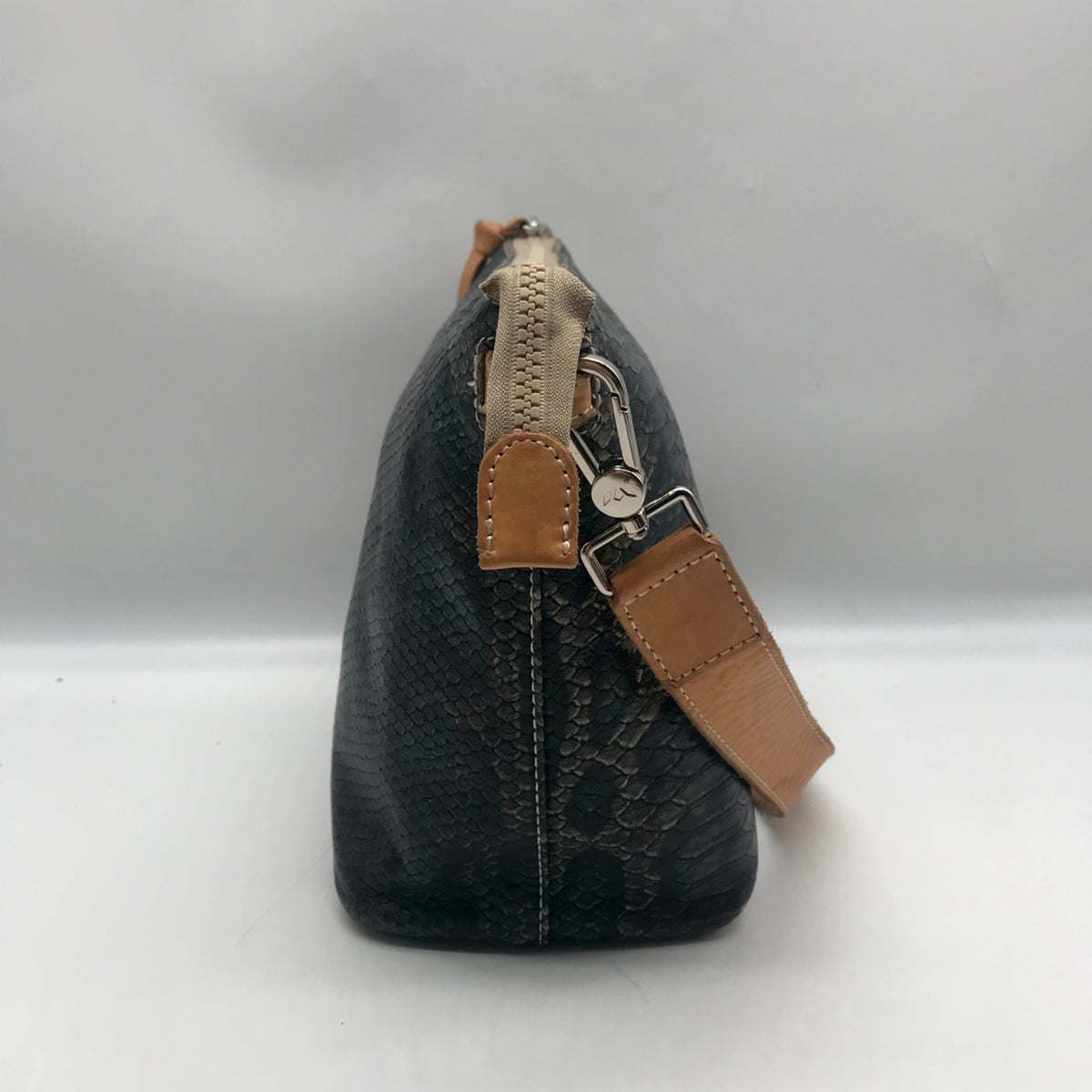 Concuela Dark Blue Snake Embossed Rattler Downtown Shoulder Bag