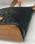 Concuela Dark Blue Snake Embossed Rattler Downtown Shoulder Bag
