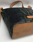 Concuela Dark Blue Snake Embossed Rattler Downtown Shoulder Bag