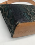 Concuela Dark Blue Snake Embossed Rattler Downtown Shoulder Bag