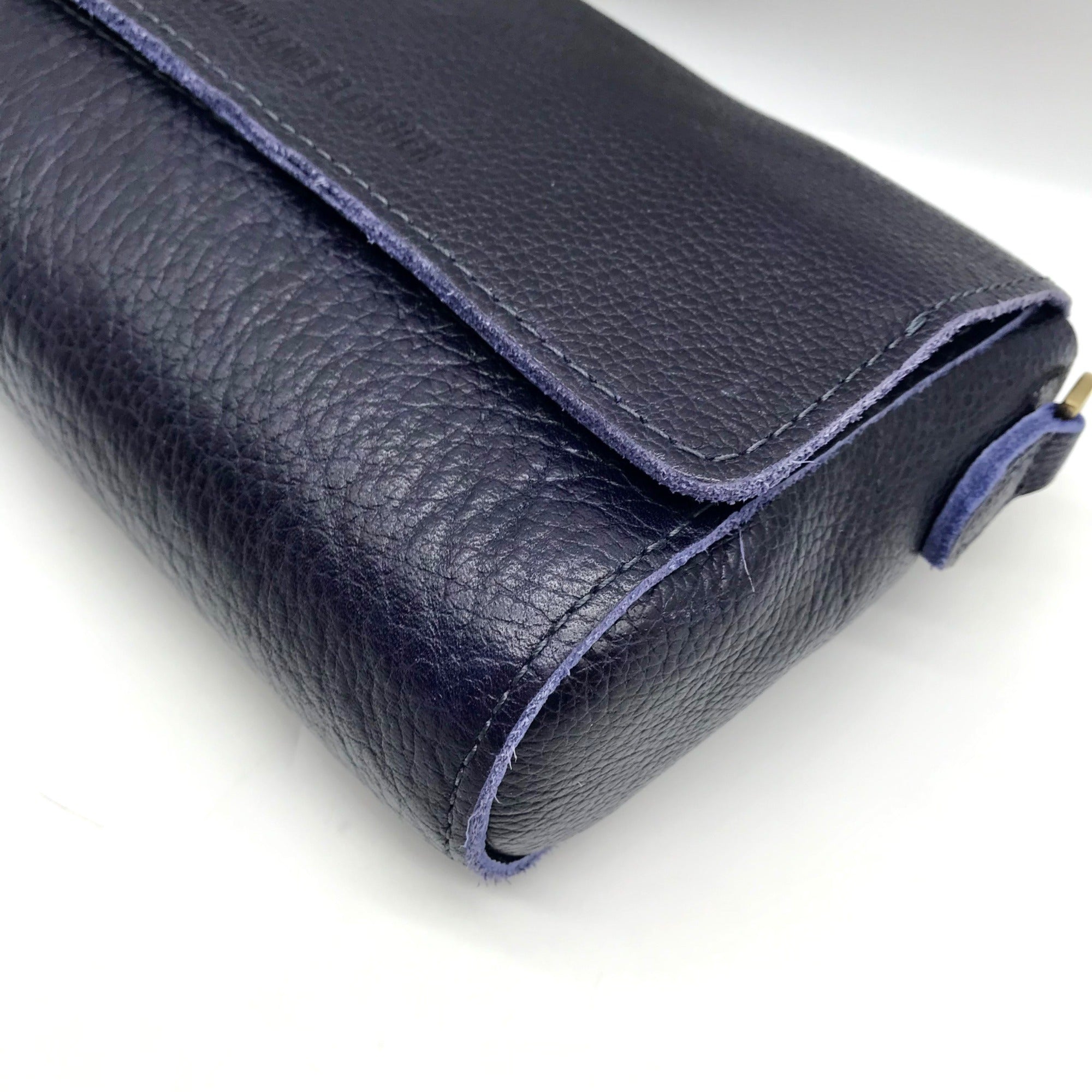 Portland Leather Goods Dark Blue Leather Crossbody Bag