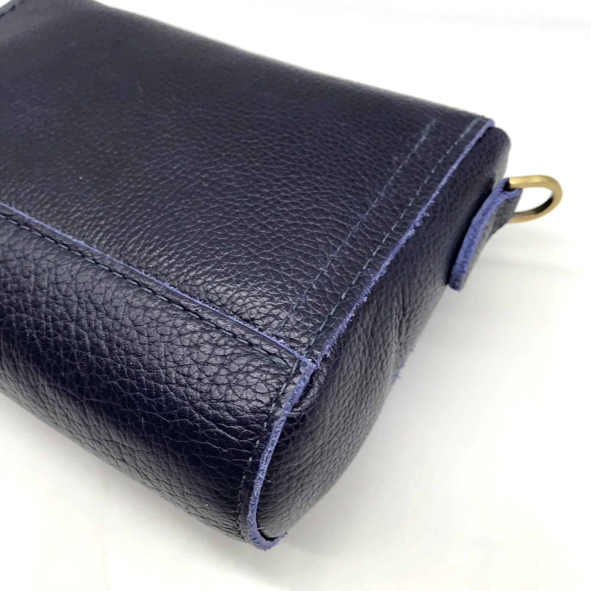 Portland Leather Goods Dark Blue Leather Crossbody Bag