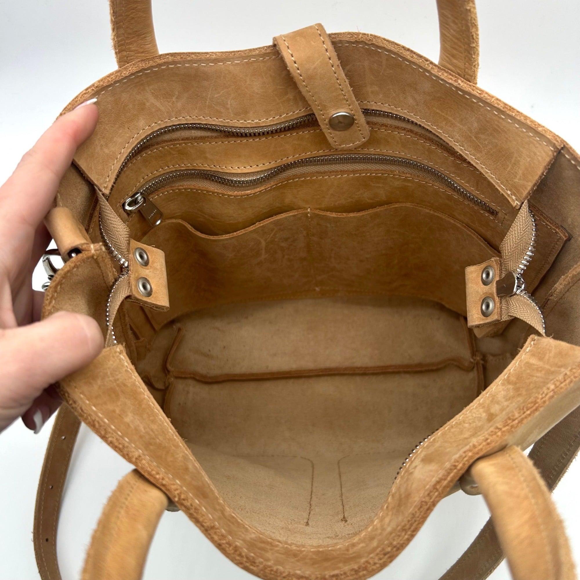 Sanumi Camel Leather Tote Bag