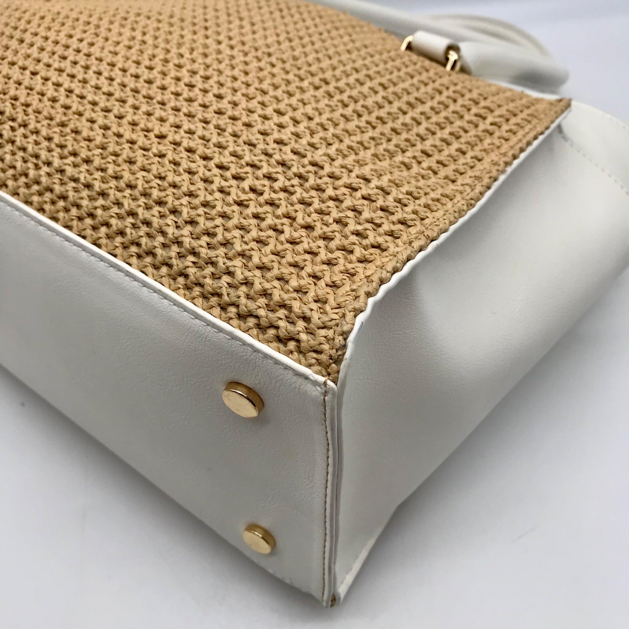 I.N.C. International Concepts Vanilla Straw Caitii Medium Satchel Bag