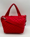 Nautica Red Quilted Satchel Crossbody Tote Bag