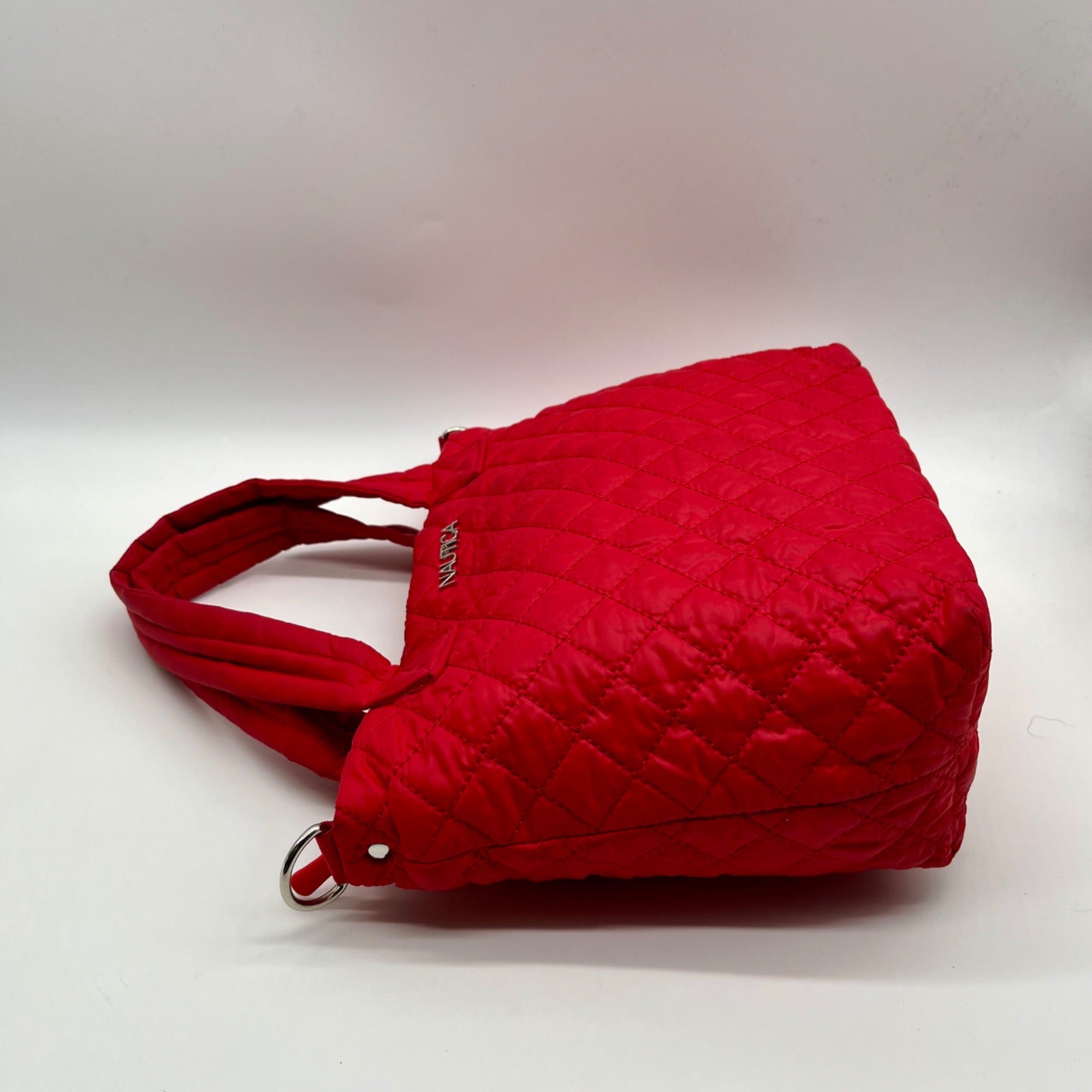 Nautica Red Quilted Satchel Crossbody Tote Bag