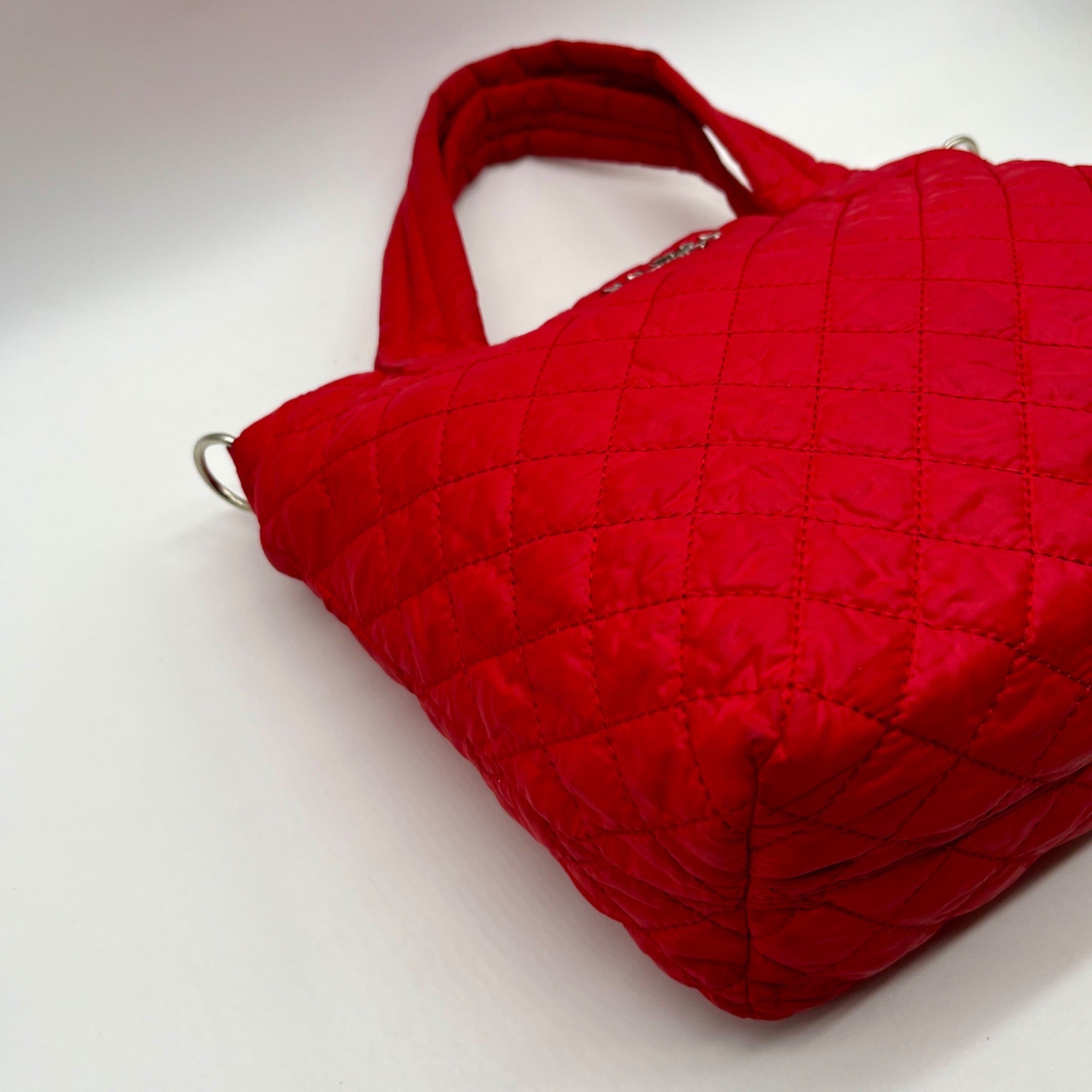 Nautica Red Quilted Satchel Crossbody Tote Bag