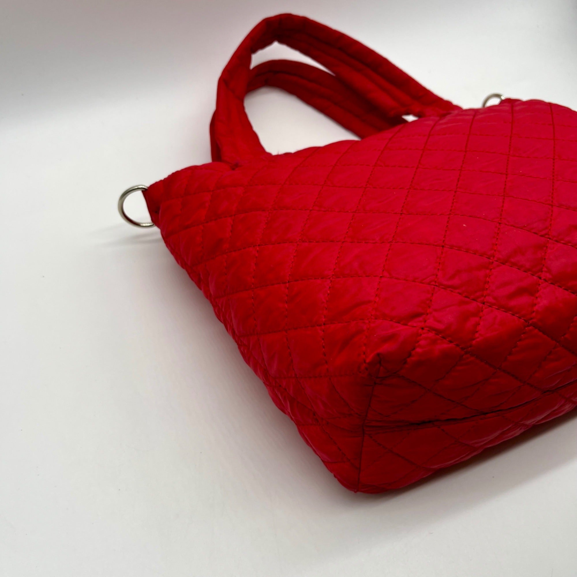Nautica Red Quilted Satchel Crossbody Tote Bag