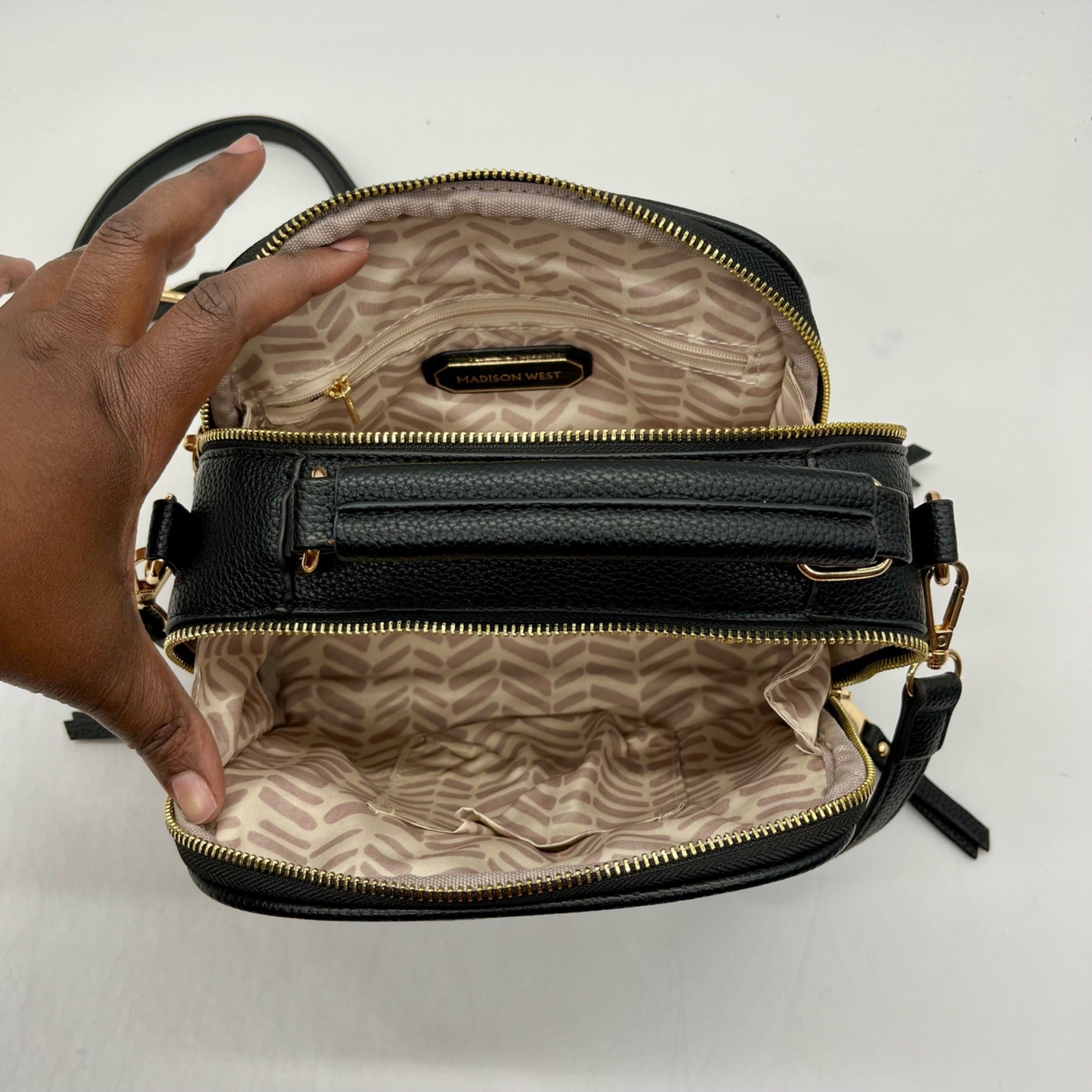 Madison West Black Leather Crossbody Bag