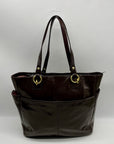 Coach Brown Patent Leather Zipper Bag F20432