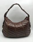 Betsy Johnson Brown Leather Ziplock Large Hobo Bag
